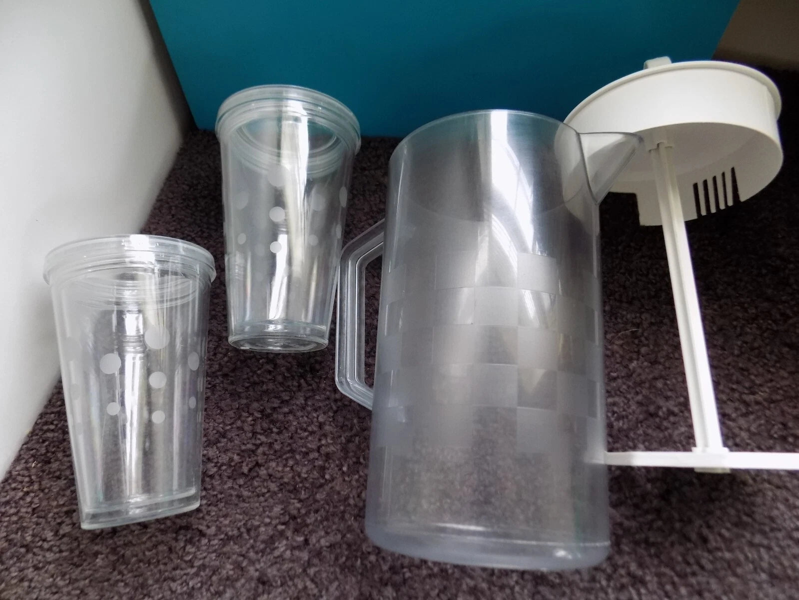 Pampered Chef Lot ~ Quick Stir Pitcher & 2 Double Wall Tumblers, Straw Lids | eBay