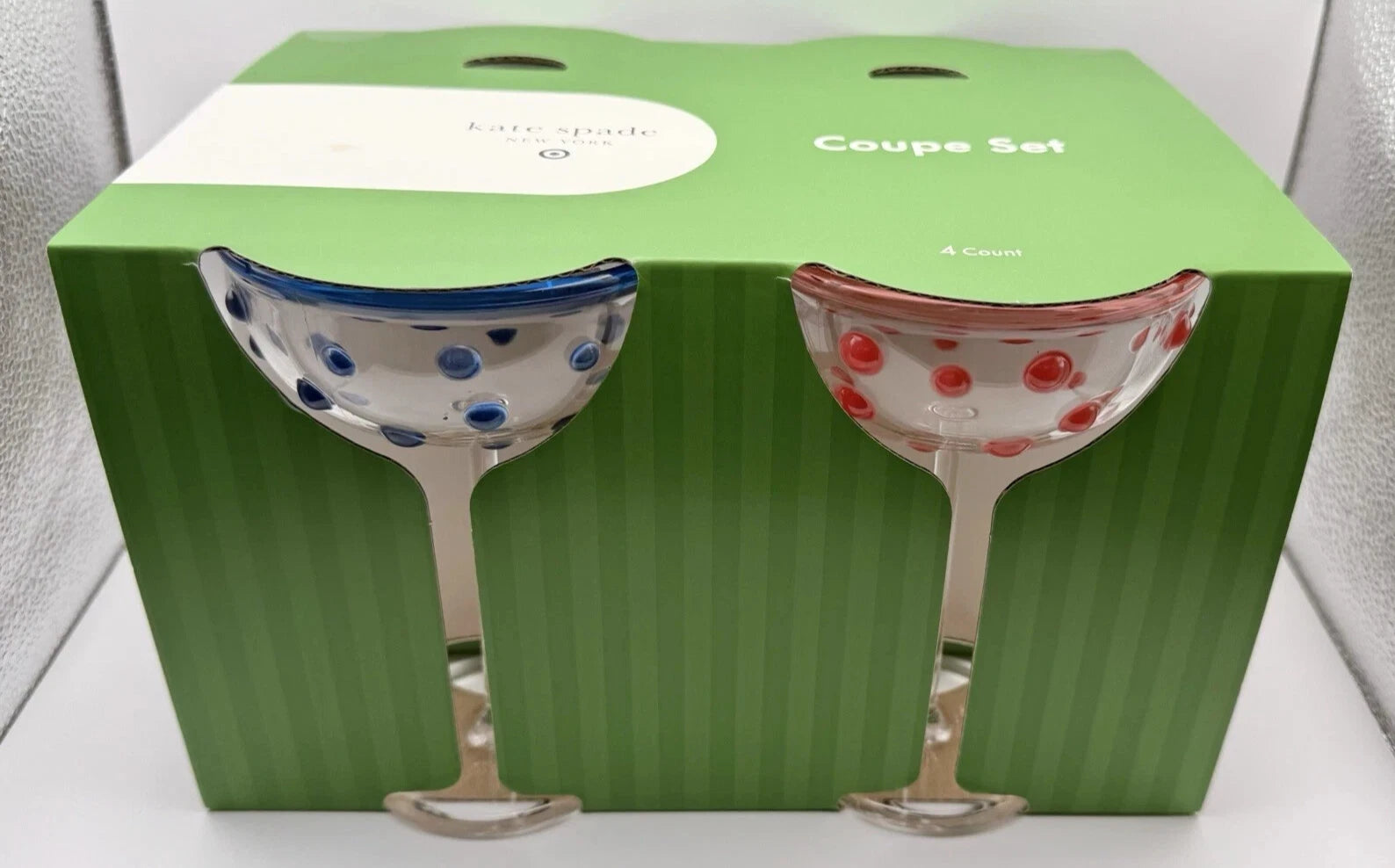 8.11oz 4pc Polka Dot Acrylic Coupe Drinkware Set *NEW* kate spade x target | eBay