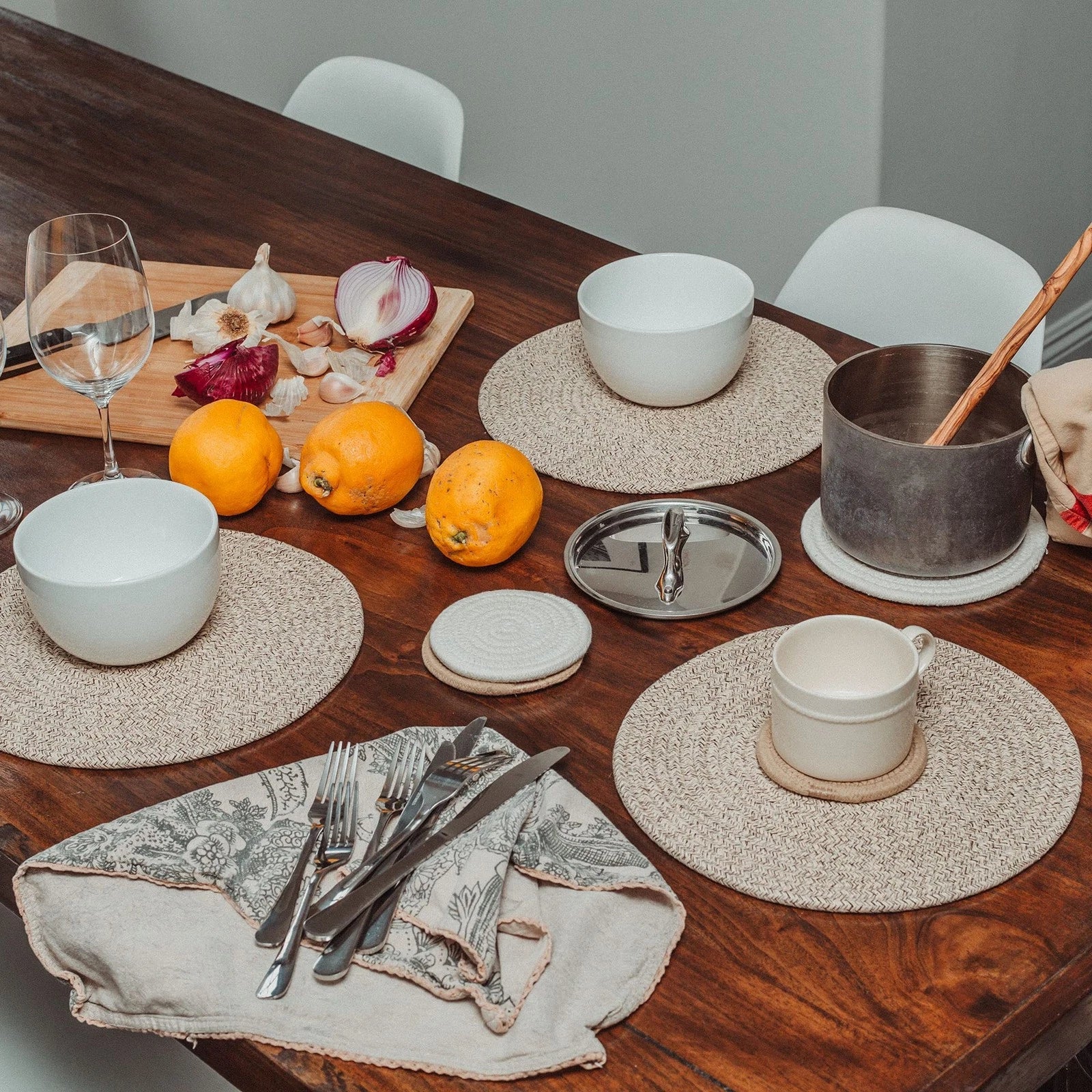 OrganiHaus Farmhouse Coasters Set of 6 White Aesthetic Boho Drink Coasters Ab... | eBay