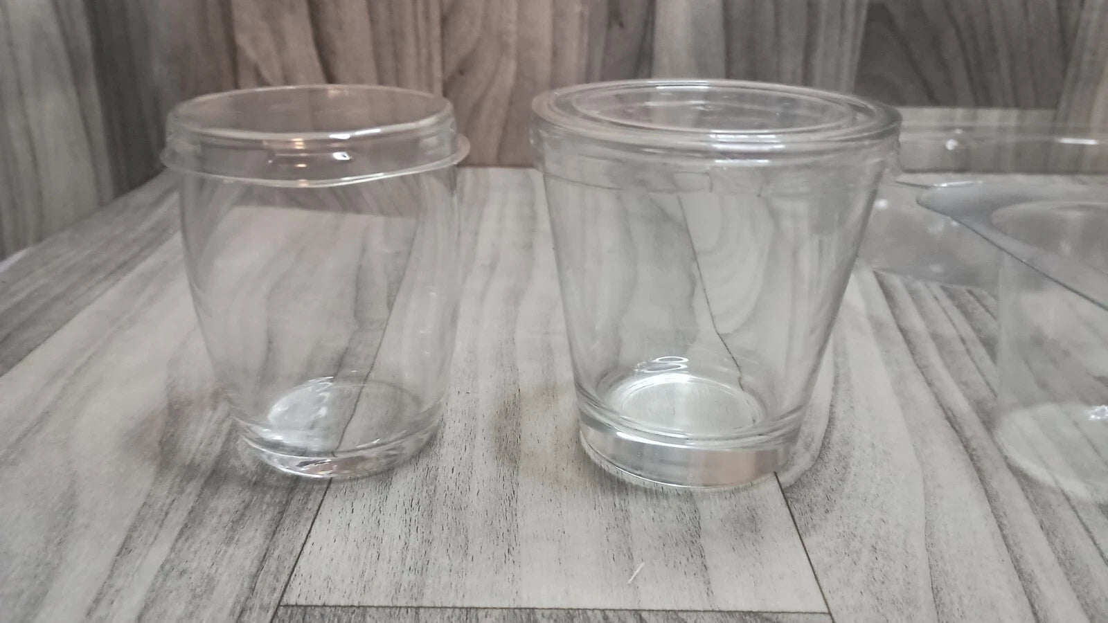 3 Mini Glass Jars And 3 Mini Glass Cups All With Plastic Lids Same Day Shipping! | eBay
