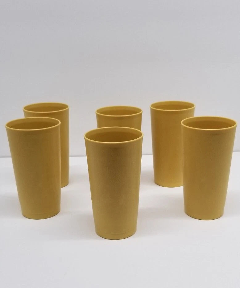 Tupperware Tumbler Cups Lot of 6 Harvest Gold 12 oz. 4" x 1" Stackable. | eBay