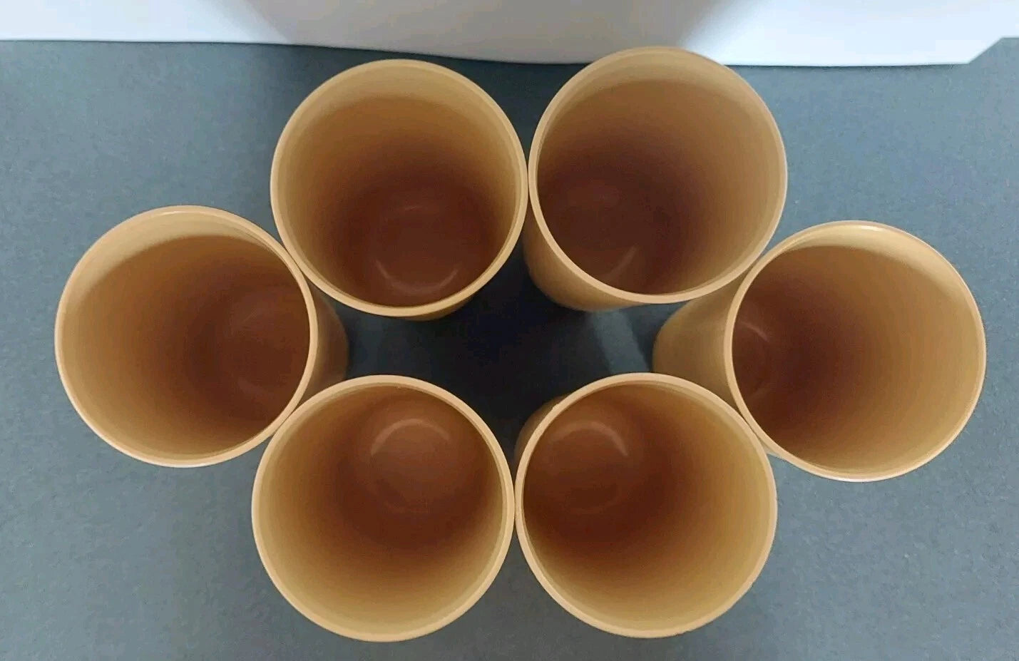6 Vintage Tupperware Tumblers Harvest Gold 873 12oz. Drinking Cups stacking | eBay