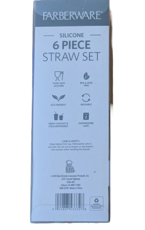 Farberware 6 Piece Reusable Silicone Bent Flexible Straw Set 2 Boxes | eBay