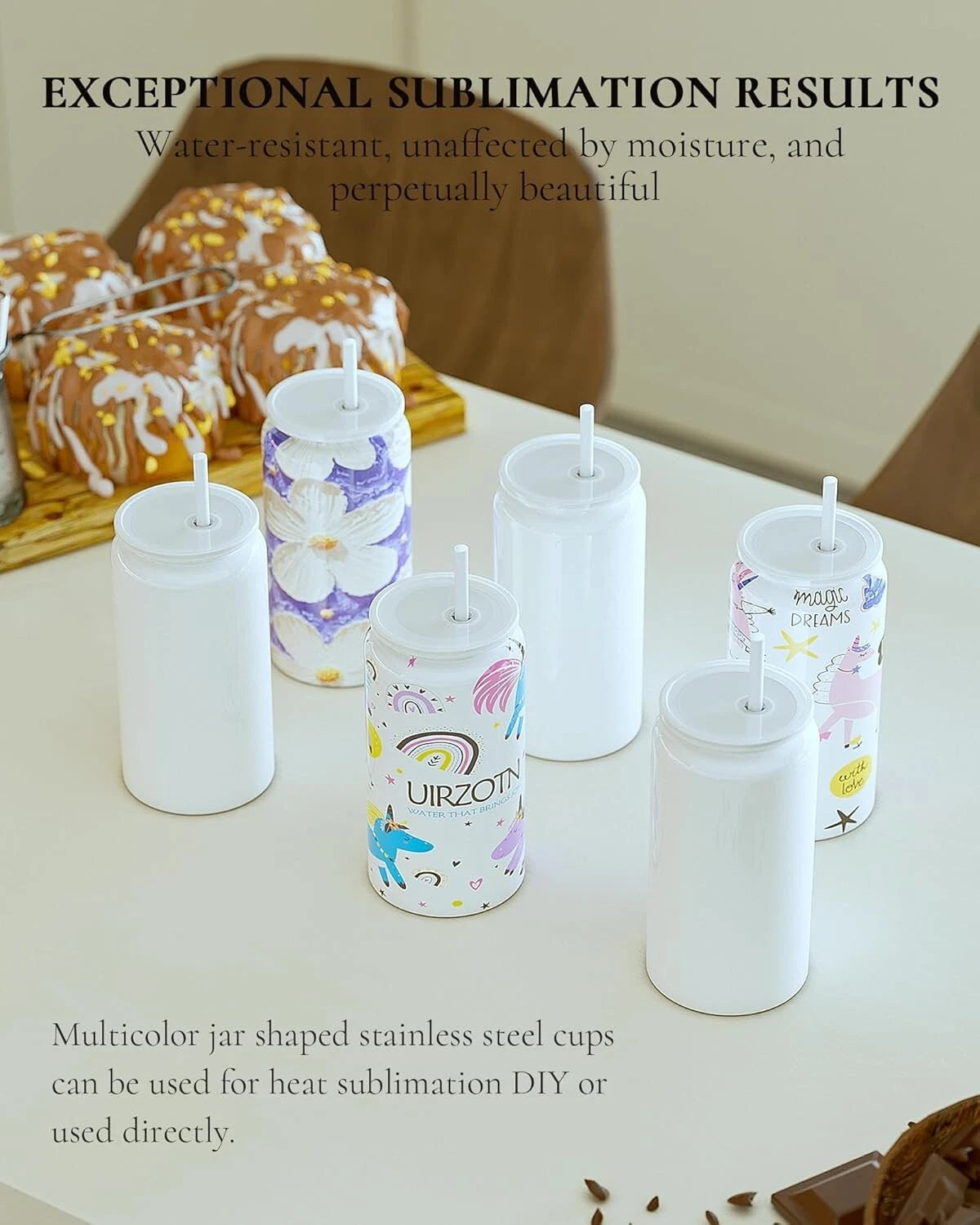 Durable 6 Pack Sublimation Cups with Lids & Straws - Perfect for Travel Drinks | eBay