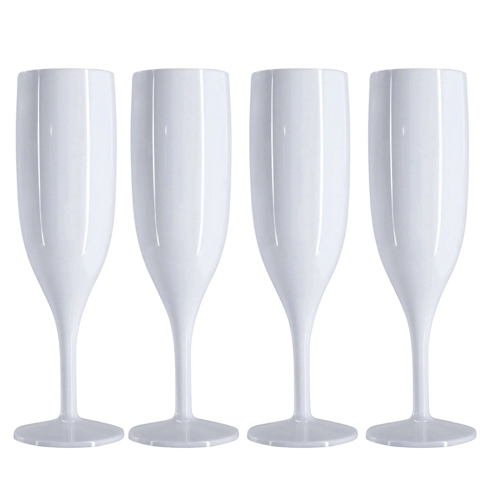 6 x White Plastic Champagne Flutes Reusable 175ml Prosecco Glasses Washable | eBay