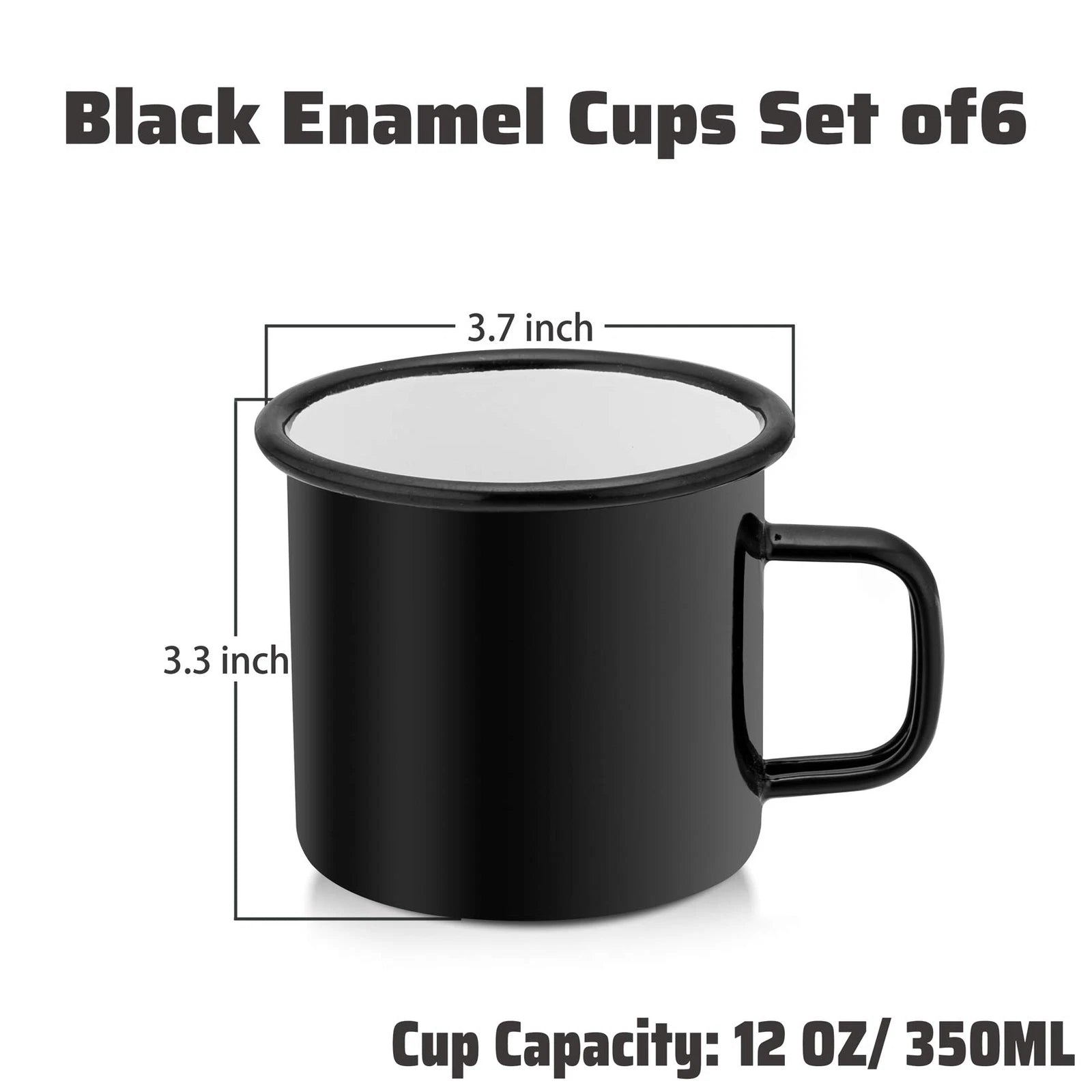 Black Enamel Camping Coffee Mugs Set of 6 12oz Small Camp Enamel Tea Cups for... | eBay