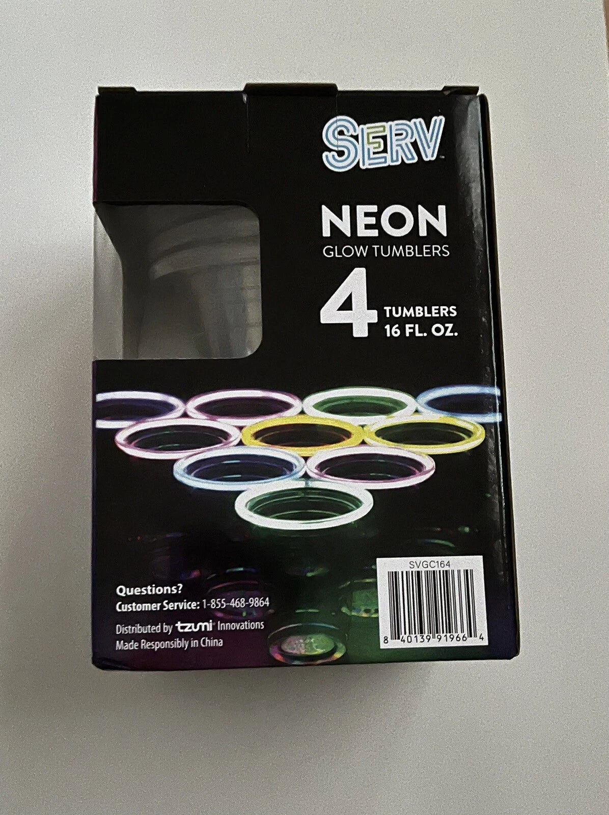 Serv Neon Glow Tumblers 4 16 Fl Oz - Glows For 8-12 Hours | eBay