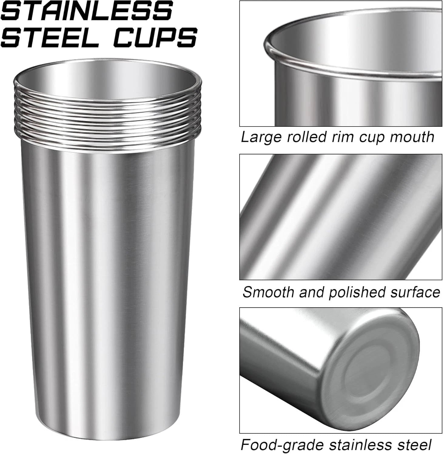 Shatterproof 20 oz Stainless Steel Drinking Cups - Eco-Friendly & Reusable | eBay