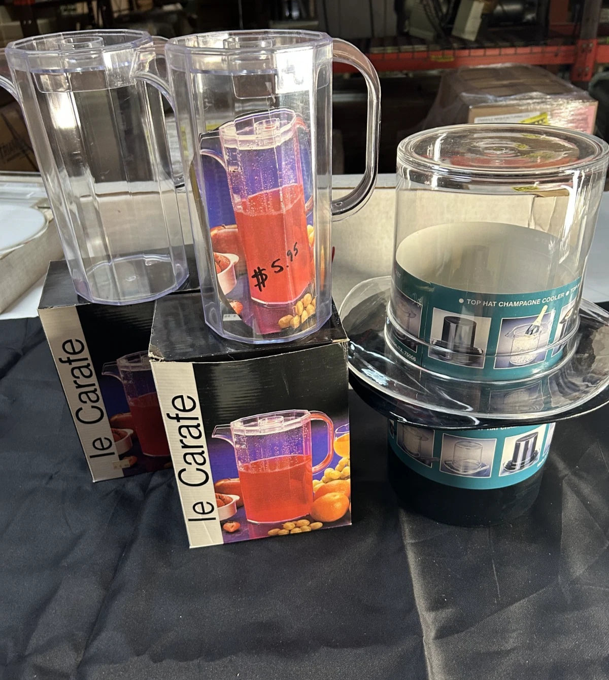 6 Piece Drinkware - 2 Retro Top Hat Ice Buckets & 4 Le Carafes Pitchers NEW D25 | eBay