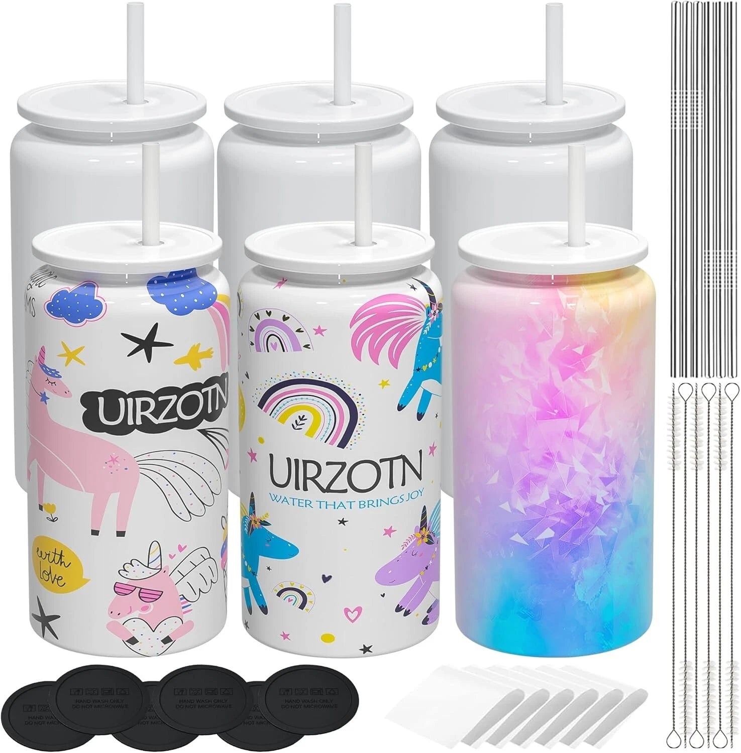 Durable 6 Pack Sublimation Cups with Lids & Straws - Perfect for Travel Drinks | eBay