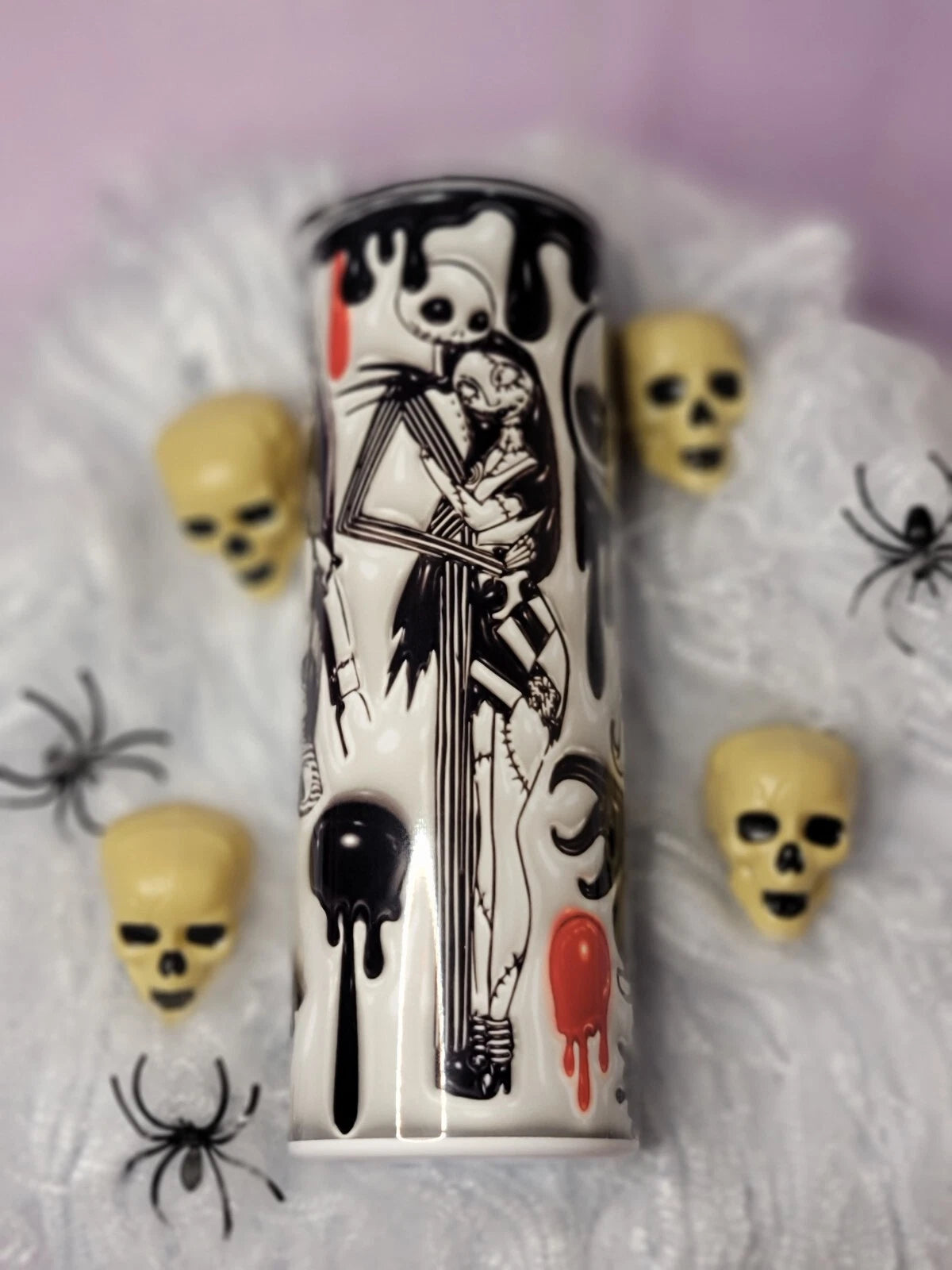 Jack Skellington glass -20oz slim metal tumbler with plastic lid | eBay