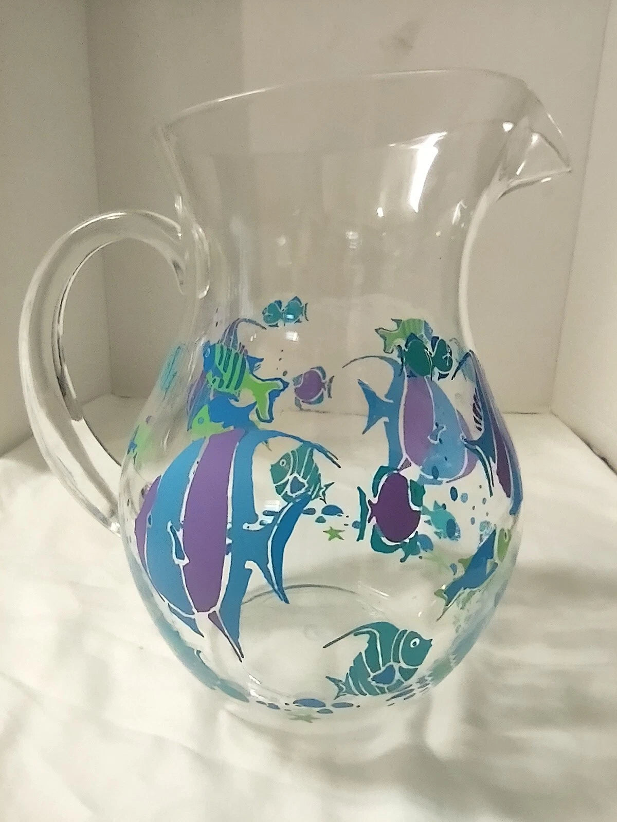 Tea Lemonade Pitcher With 5 6" Plastic Fish Design Glasses Outdoors Pool Side | eBay
