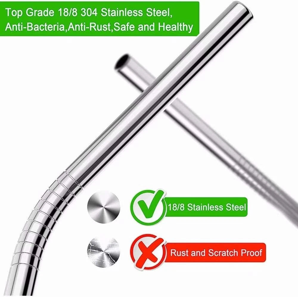 Durable 0.4'' Extra Wide Stainless Steel Drinking Straws - Set of 6 with Brush | eBay