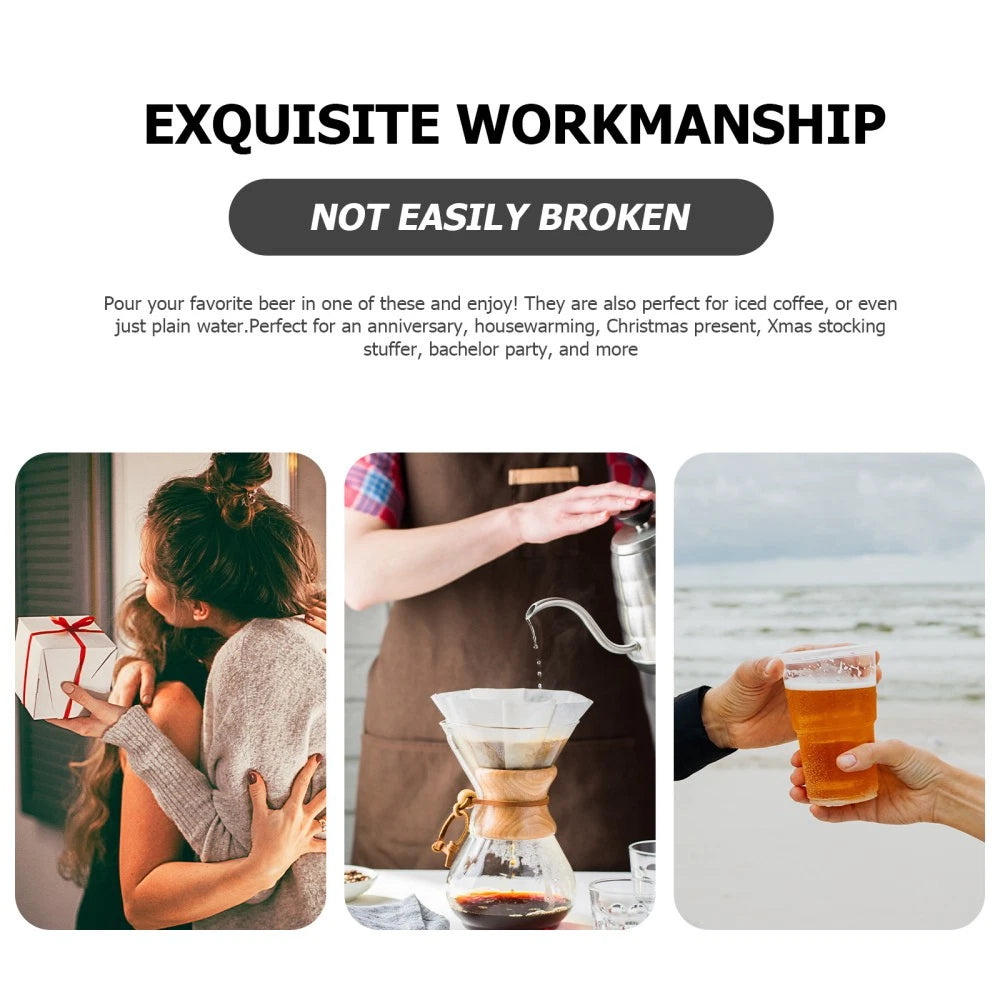 Set of 2 Transparent Beer Mug Coffee Mugs for Men Clear Drinking Cup | eBay