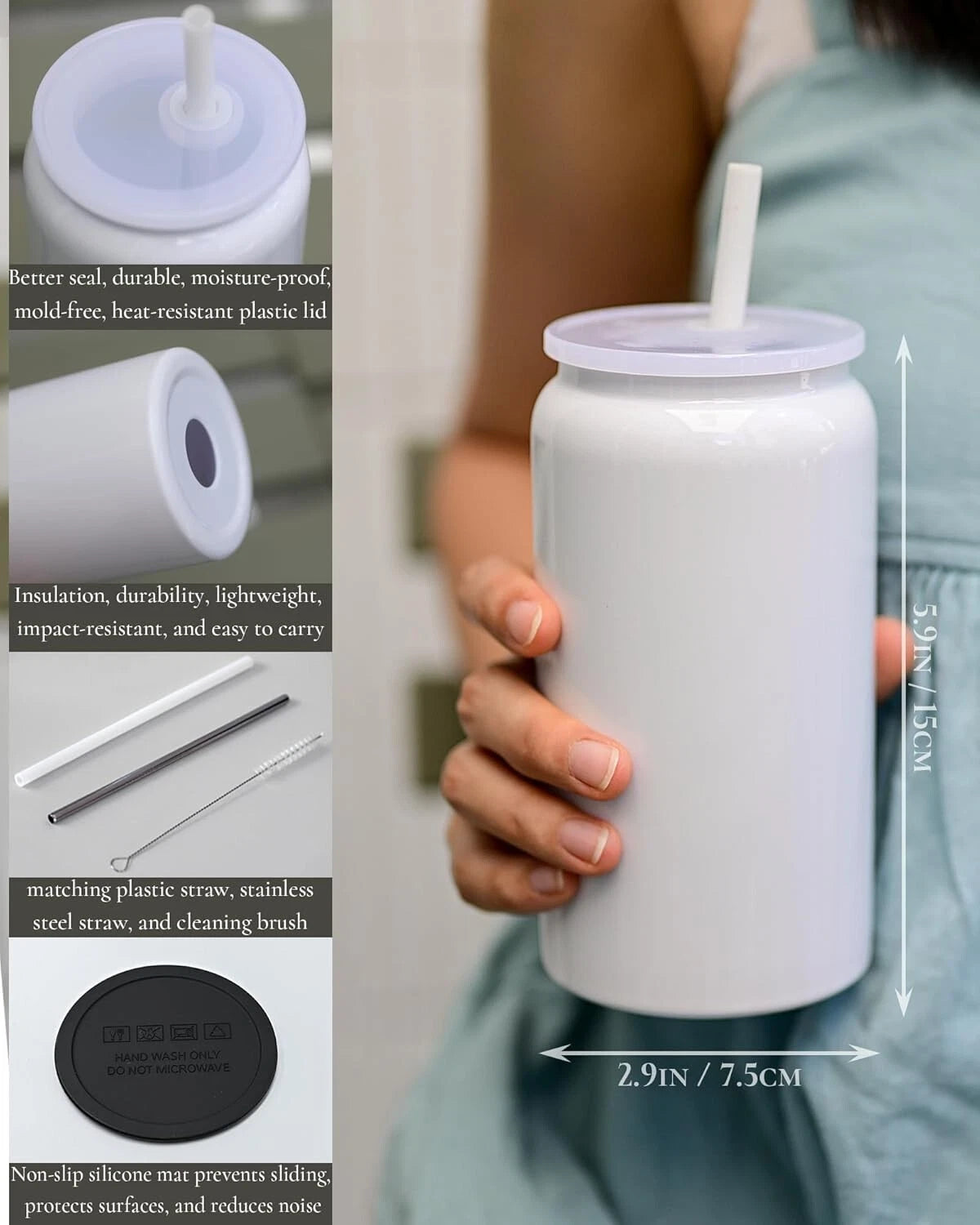 Durable 6 Pack Sublimation Cups with Lids & Straws - Perfect for Travel Drinks | eBay