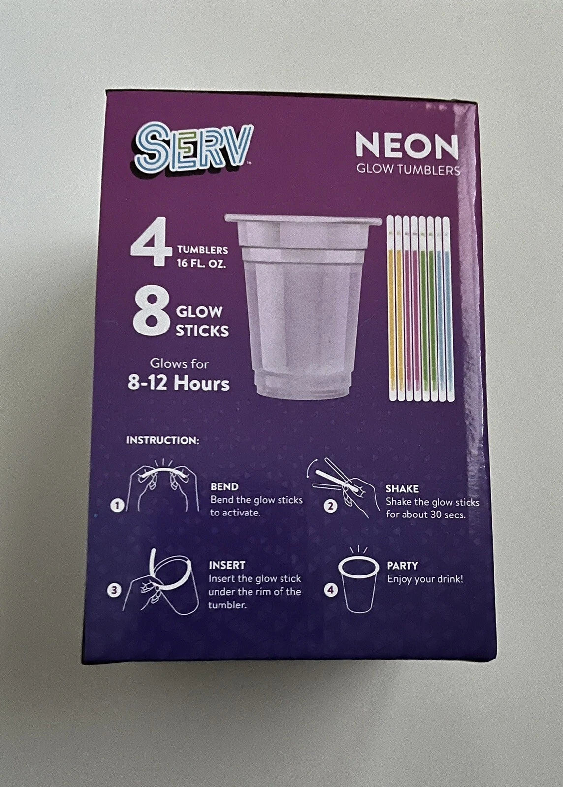 Serv Neon Glow Tumblers 4 16 Fl Oz - Glows For 8-12 Hours | eBay