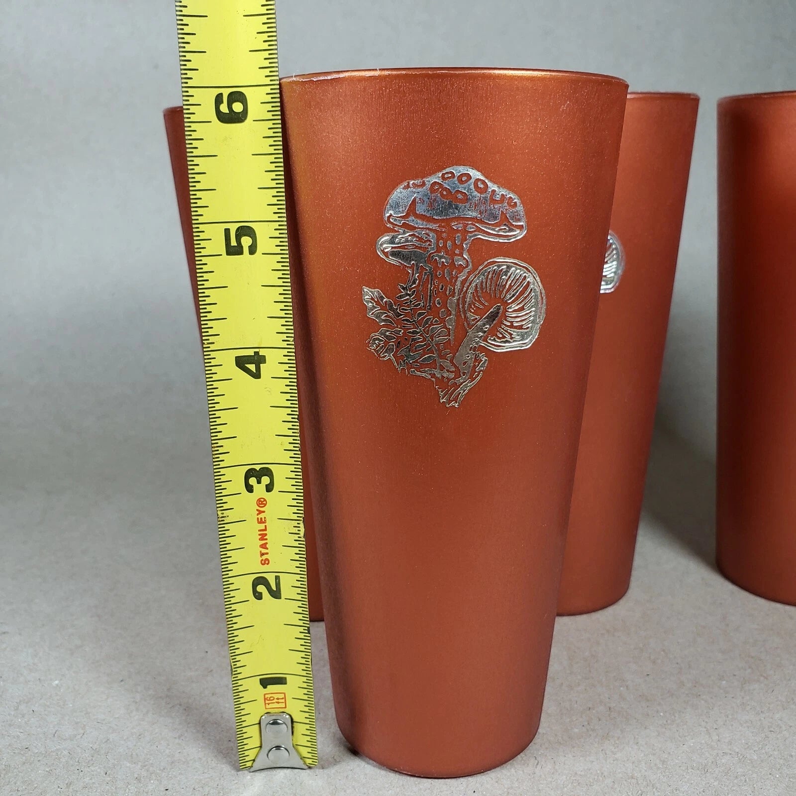 4 Vintage Nasco Silver Mushrooms on Copper Plastic Drinking Cups Tumblers 1970s | eBay
