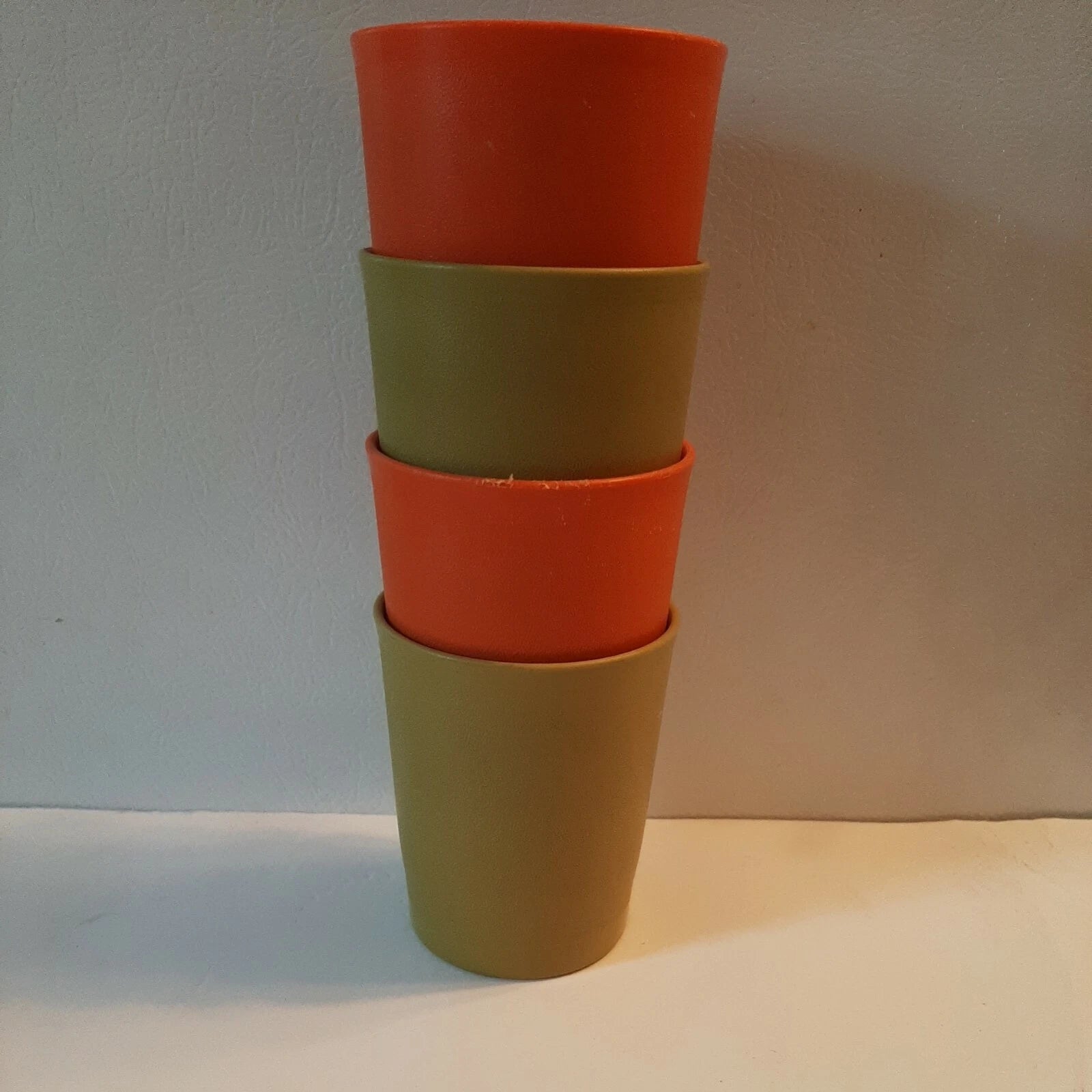 4 Tupperware Small Stackable Tumbler Cups Set #1251 Olive Green Orange 6 oz. USA | eBay