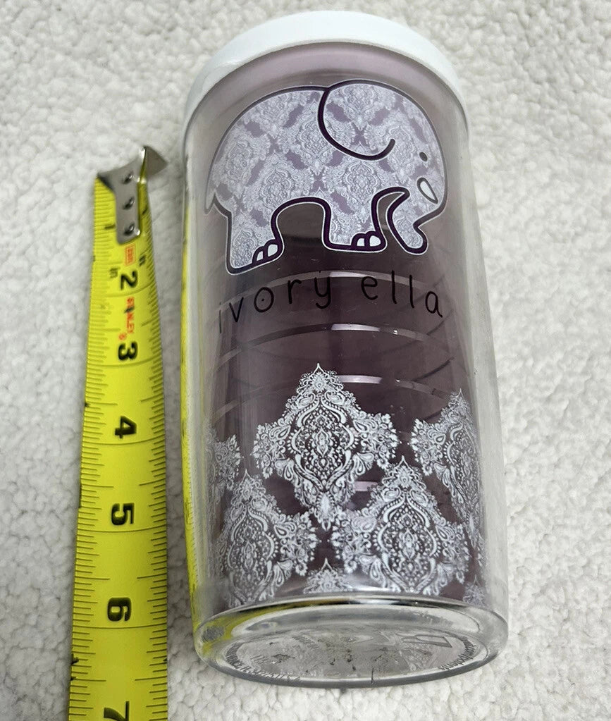 IVORY ELLA Elephant Purple & White Water Bottle 6 1/2 " | eBay