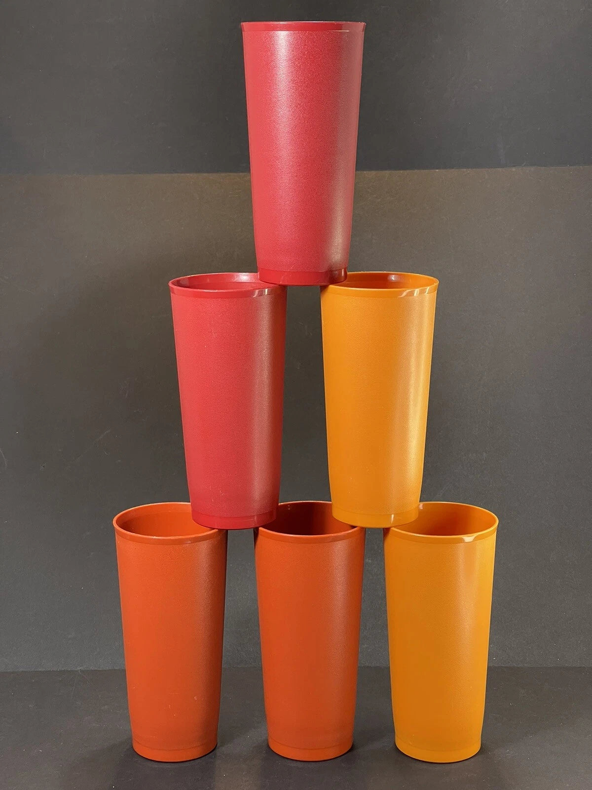 Lot of 6 Vintage Tupperware 18oz Harvest Colors Tumblers Cups #1348 Red Orange | eBay