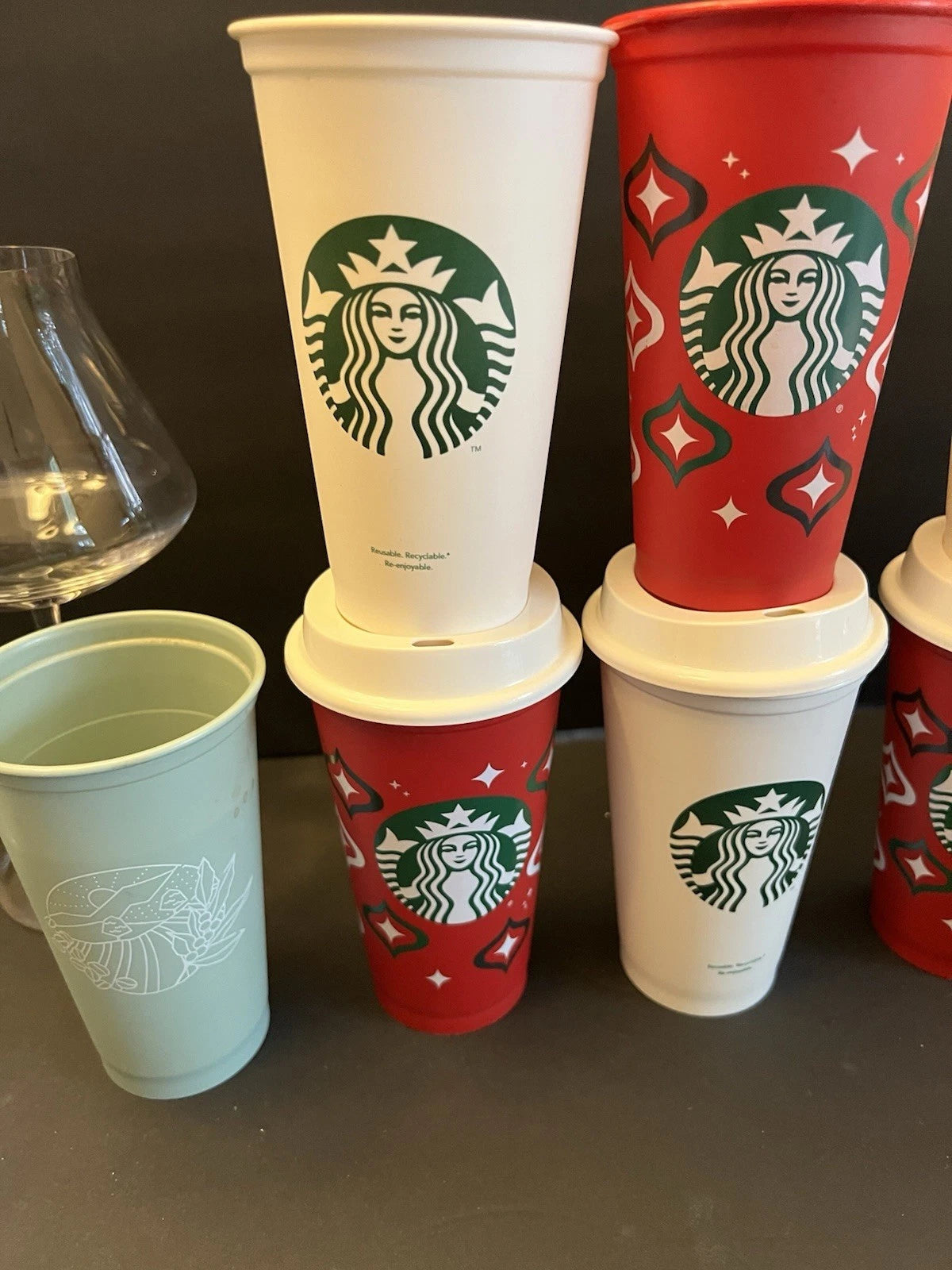 Lot of 11 Starbucks Hot/Cold Travel Cups Lids Plastic Reusable 6 Lids | eBay