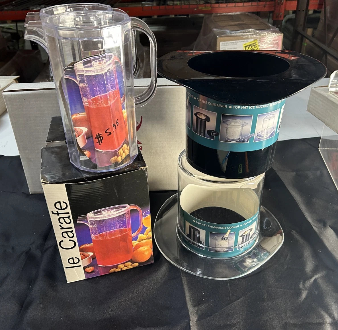 6 Piece Drinkware - 2 Retro Top Hat Ice Buckets & 4 Le Carafes Pitchers NEW D25 | eBay