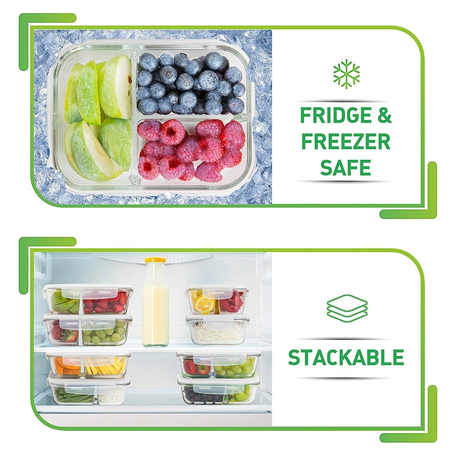 PrepNaturals 3 Pack 34 Oz Glass Meal Containers - Dishwasher Microwave Freezer | eBay