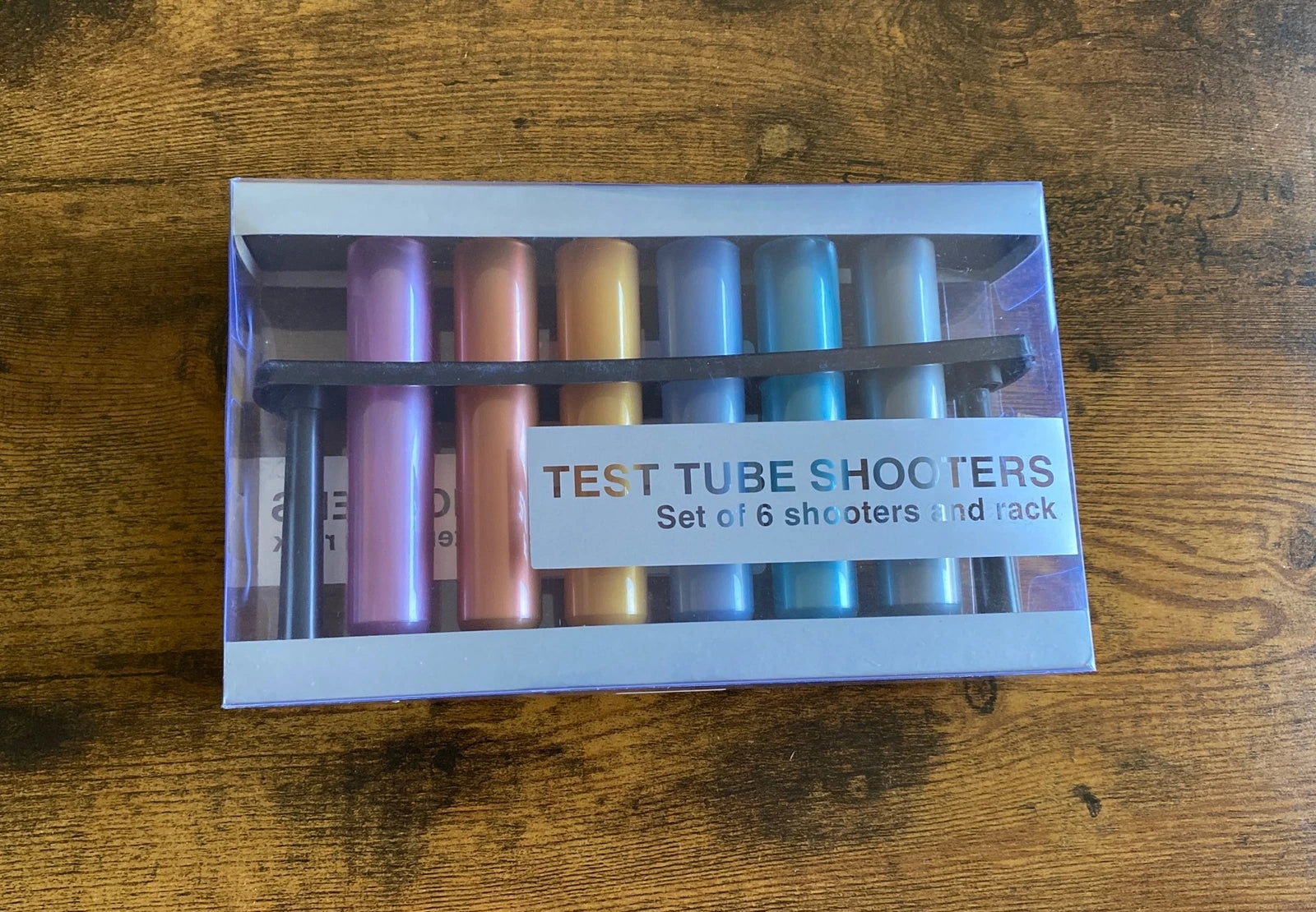 Test Tube Shooters Set Of 6 Shooters And Rack Metallic Colors Brand New | eBay