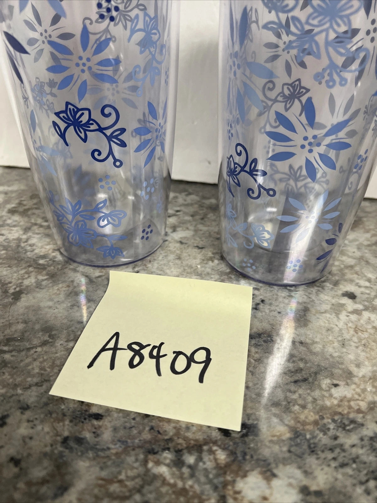 Temp-tations 14oz Tumbler Cup Blue Flower Pattern Floral Lace | eBay