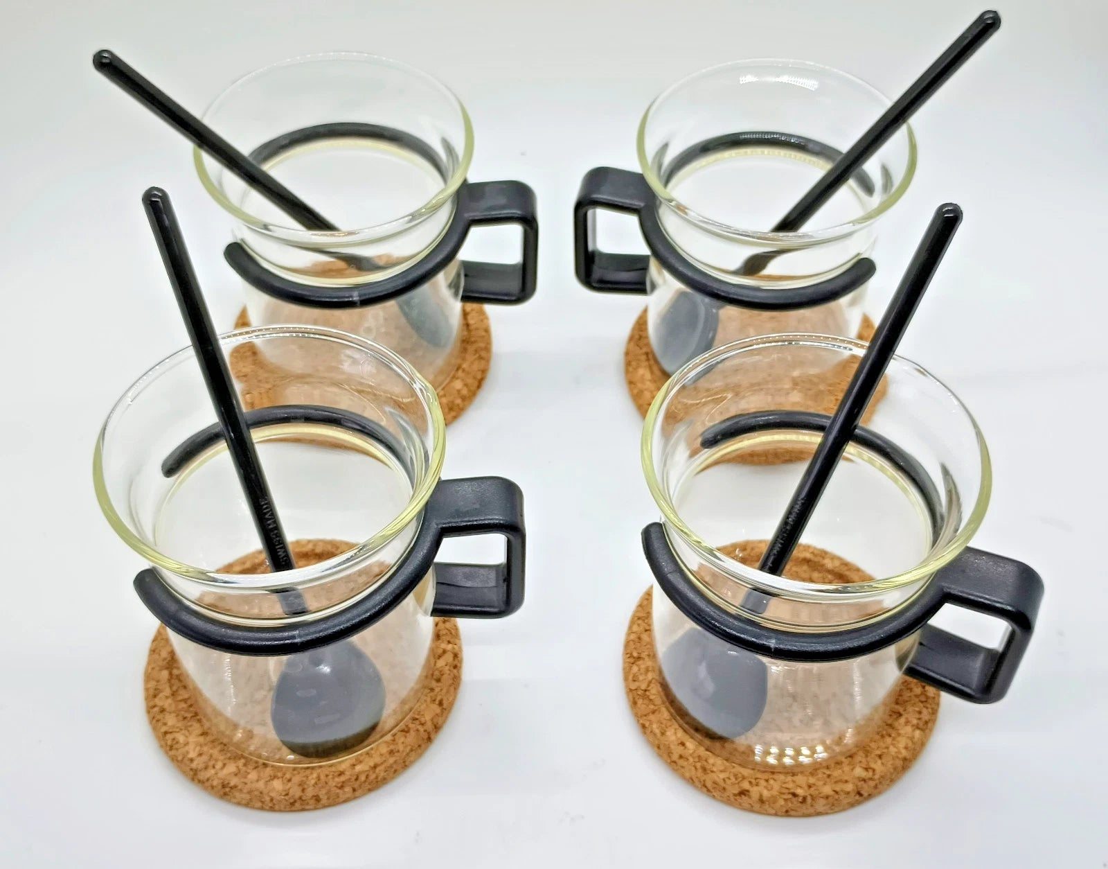 Bodum Bistro Coffee Cups Original Black Picard Mugs Coasters Spoons Set of 4 | eBay