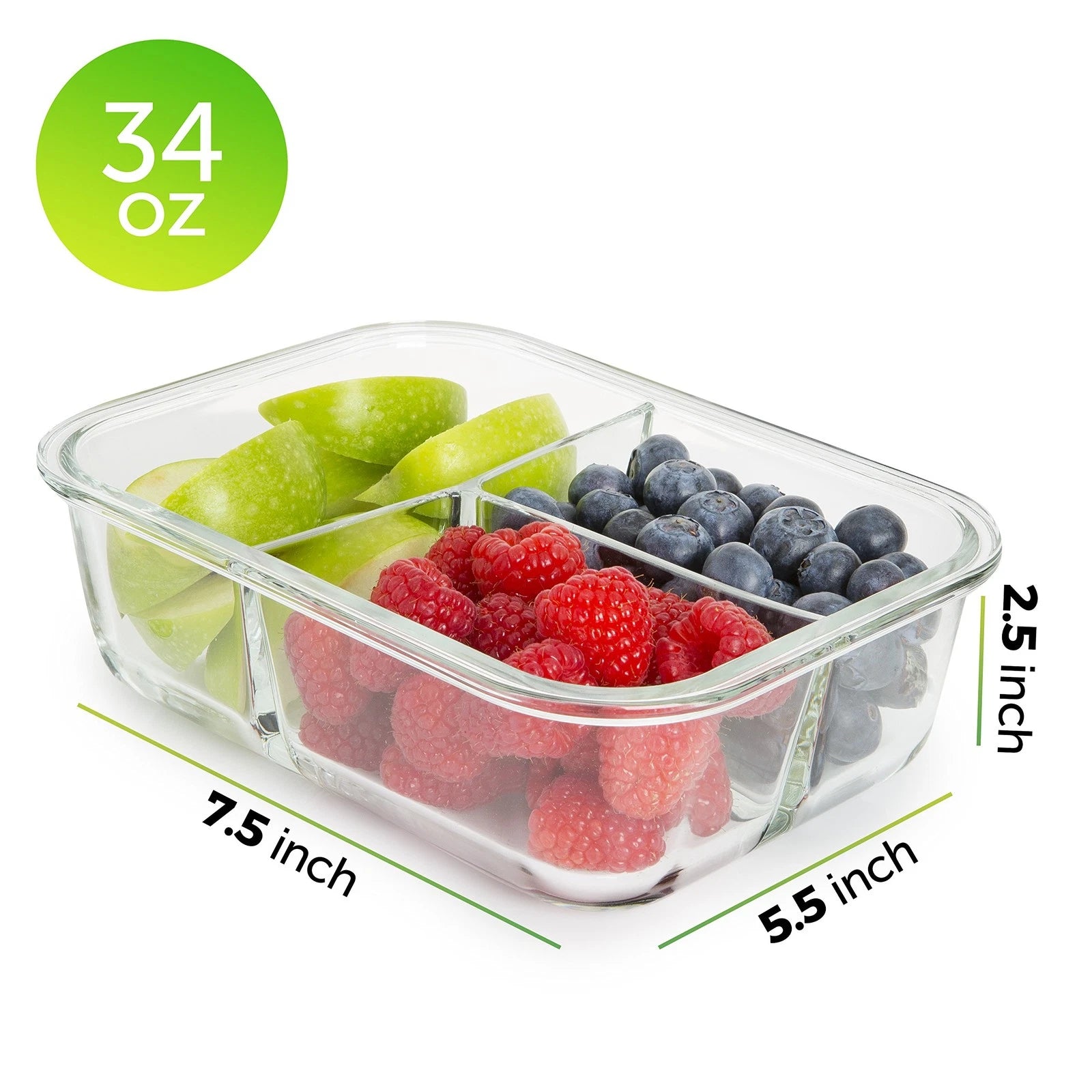 PrepNaturals 3 Pack 34 Oz Glass Meal Containers - Dishwasher Microwave Freezer | eBay