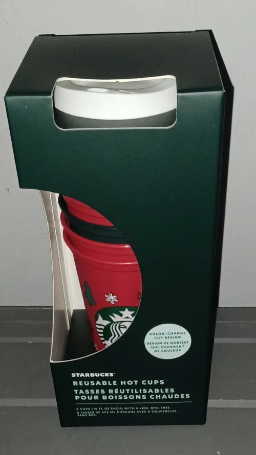 NEW Starbucks 2022 Holiday Color Changing Reusable Hot Cups 6-Pack 16oz | eBay
