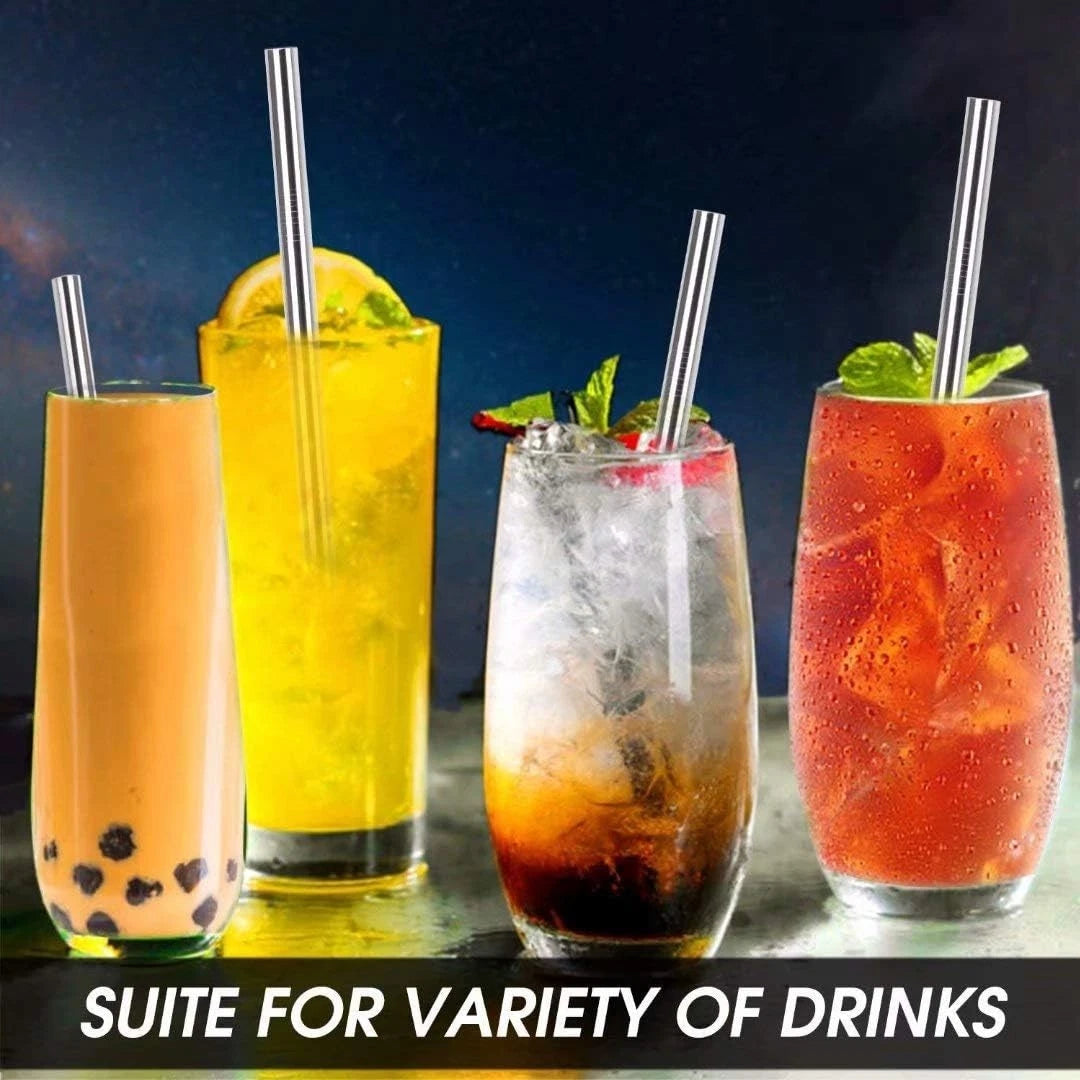 Durable 0.4'' Extra Wide Stainless Steel Drinking Straws - Set of 6 with Brush | eBay