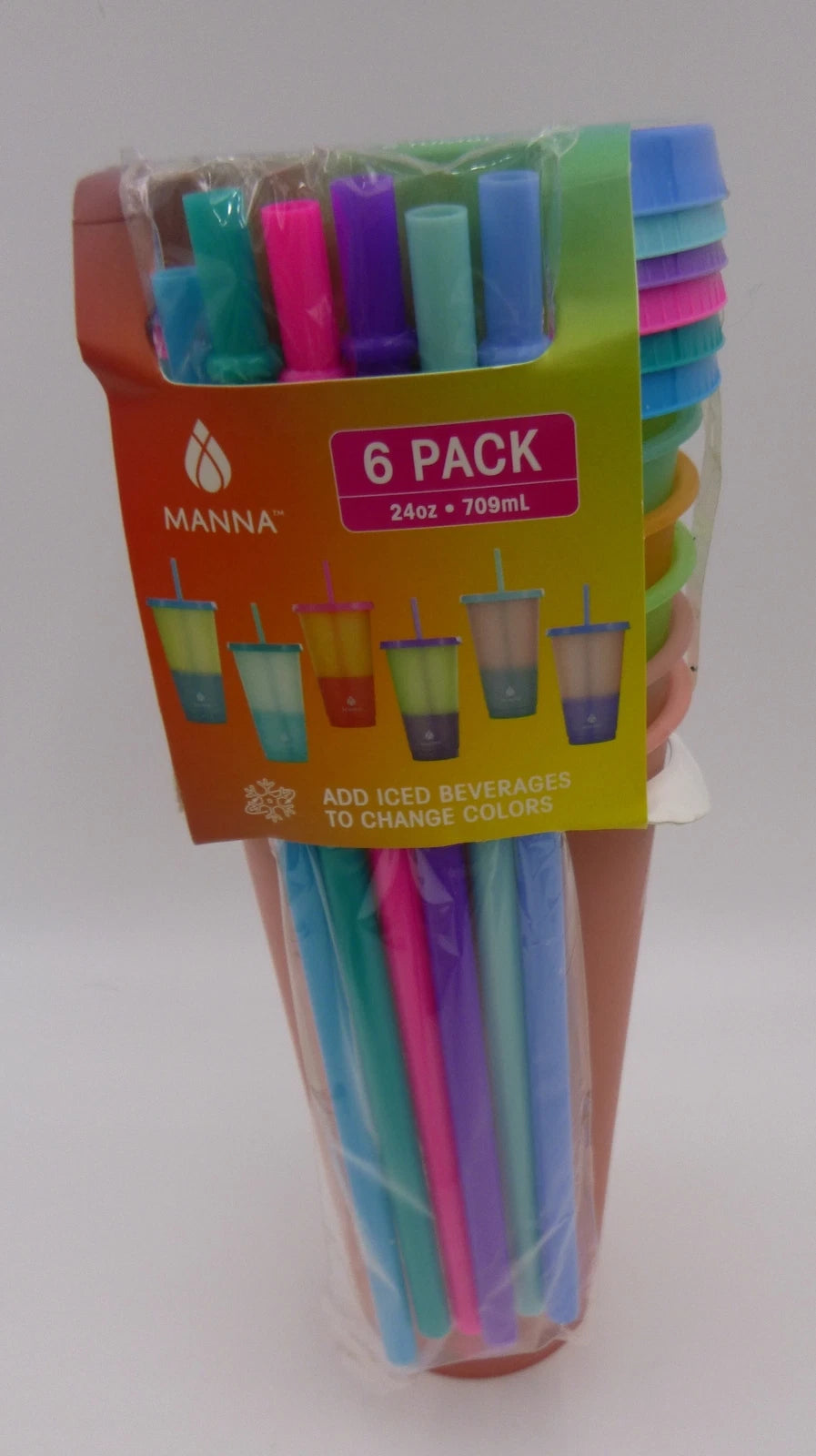 Manna Color Changing Tumbler Cups & Straws 24 oz Lids Cold Set Of 6 NIP | eBay