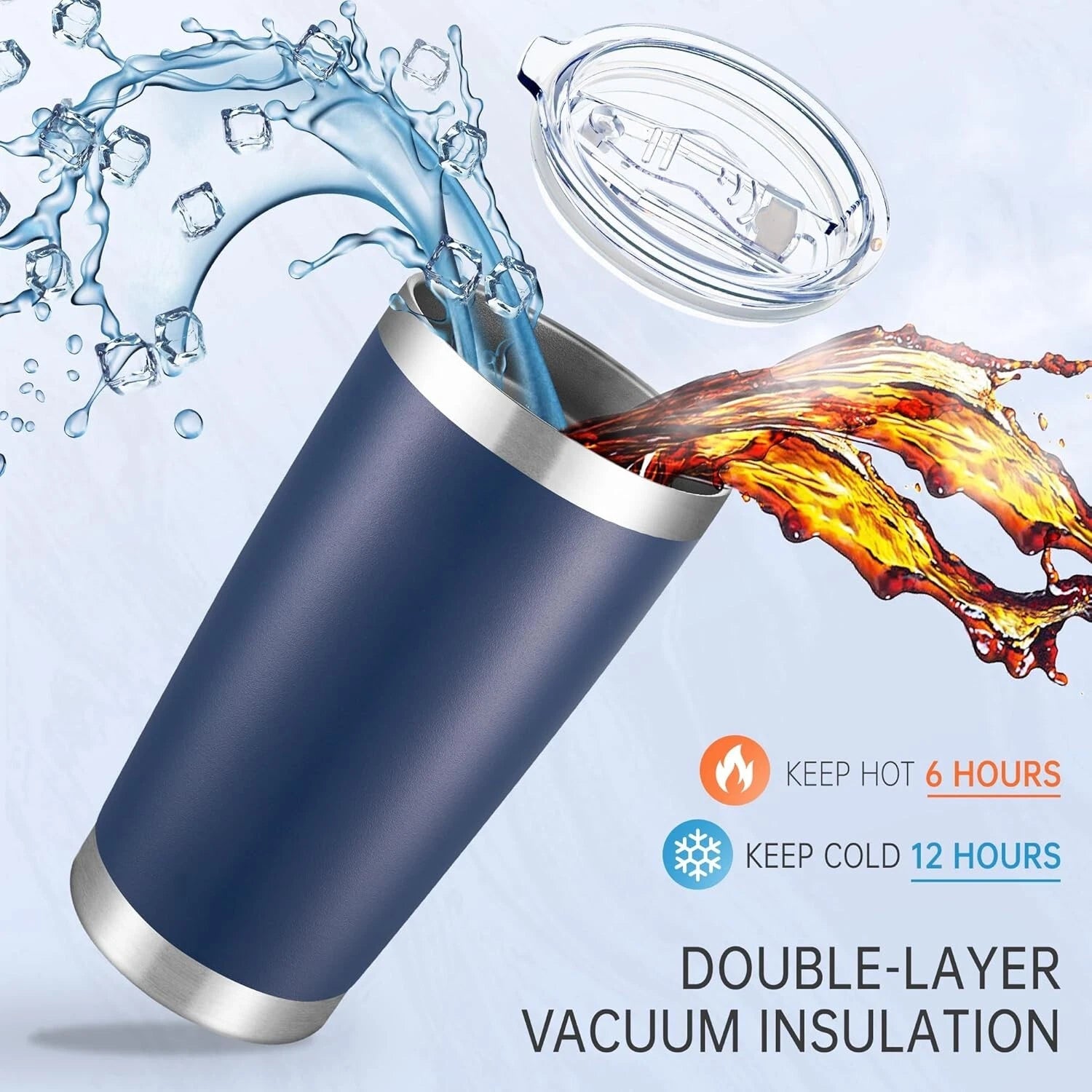 Fashionable 20 oz Vacuum Insulated Tumblers with Lid - Navy 6 Pack for Travel | eBay