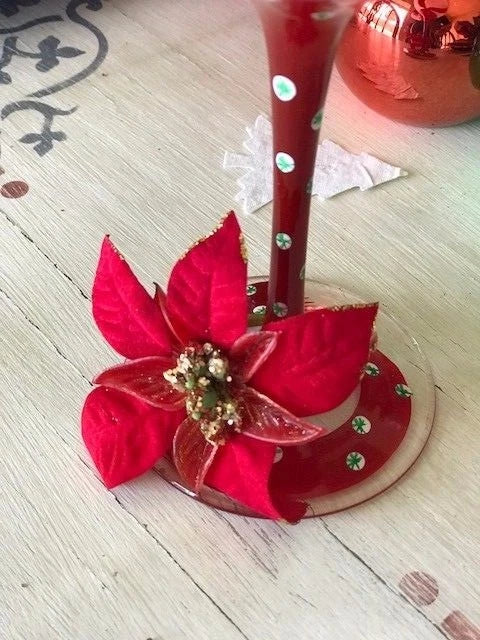 Christmas Winter Poinsettia Wine Glass Drink Charms Set of 6 NIB Pier 1 | eBay