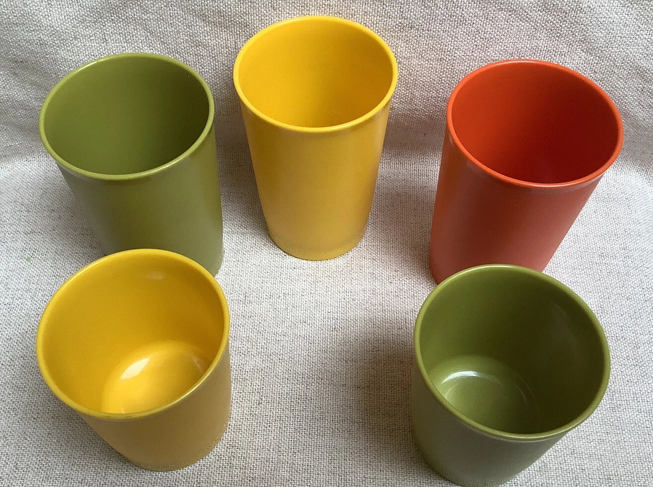 5 Vintage Tupperware Juice Tumblers 1251 & 1320 Harvest Colors Cups 6 oz & 8 oz | eBay