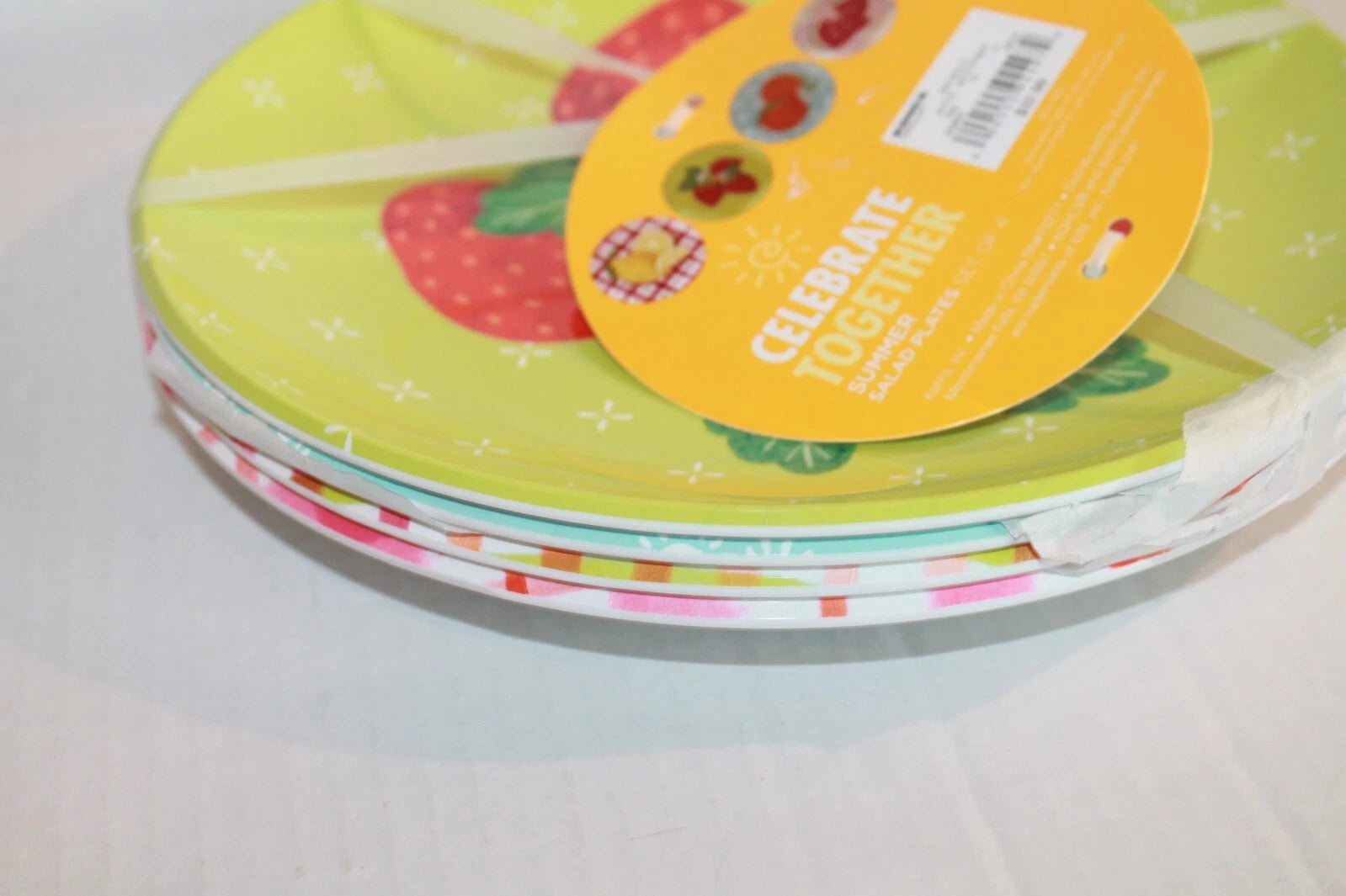 Set of 4 Melamine Celebrate Summer Fruit Plates & Acrylic Glasses Set Dishes NEW | eBay