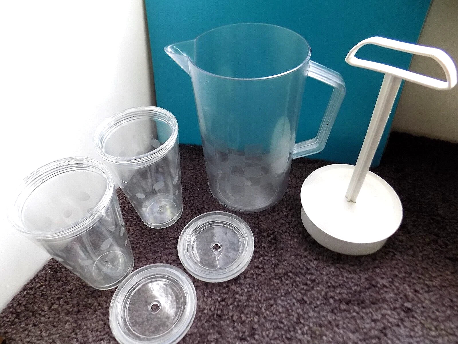 Pampered Chef Lot ~ Quick Stir Pitcher & 2 Double Wall Tumblers, Straw Lids | eBay
