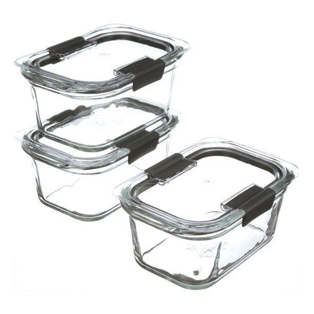 Rubbermaid Brilliance Glass Food Storage Containers, Leak Proof, 3 Pack, 4.7-Cup | eBay