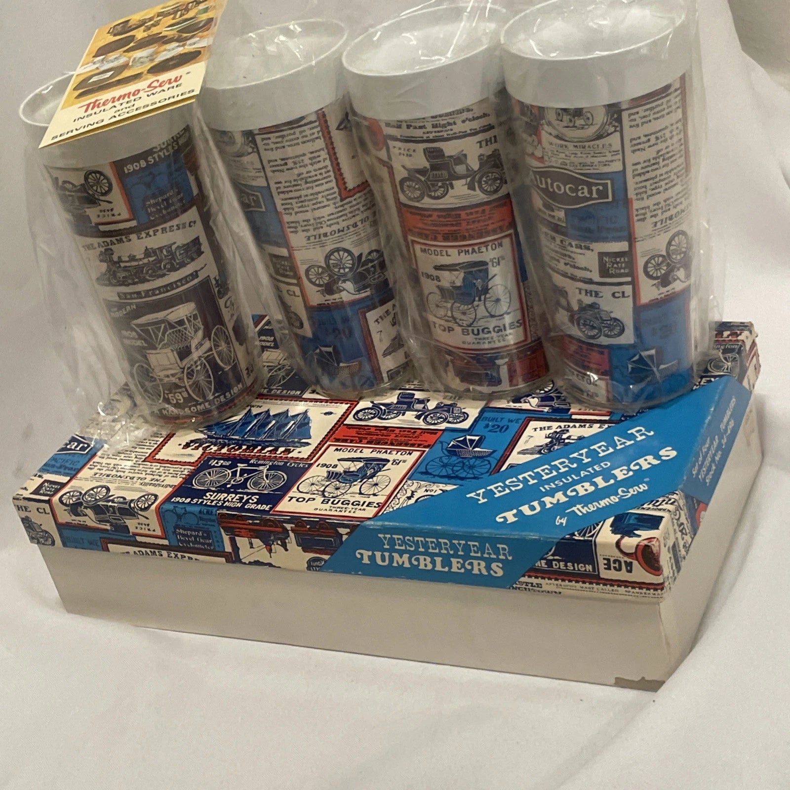 4 VTG West Bend TUMBLERS Thermo Serv Yesteryear Cups 12oz Insulated NIB | eBay