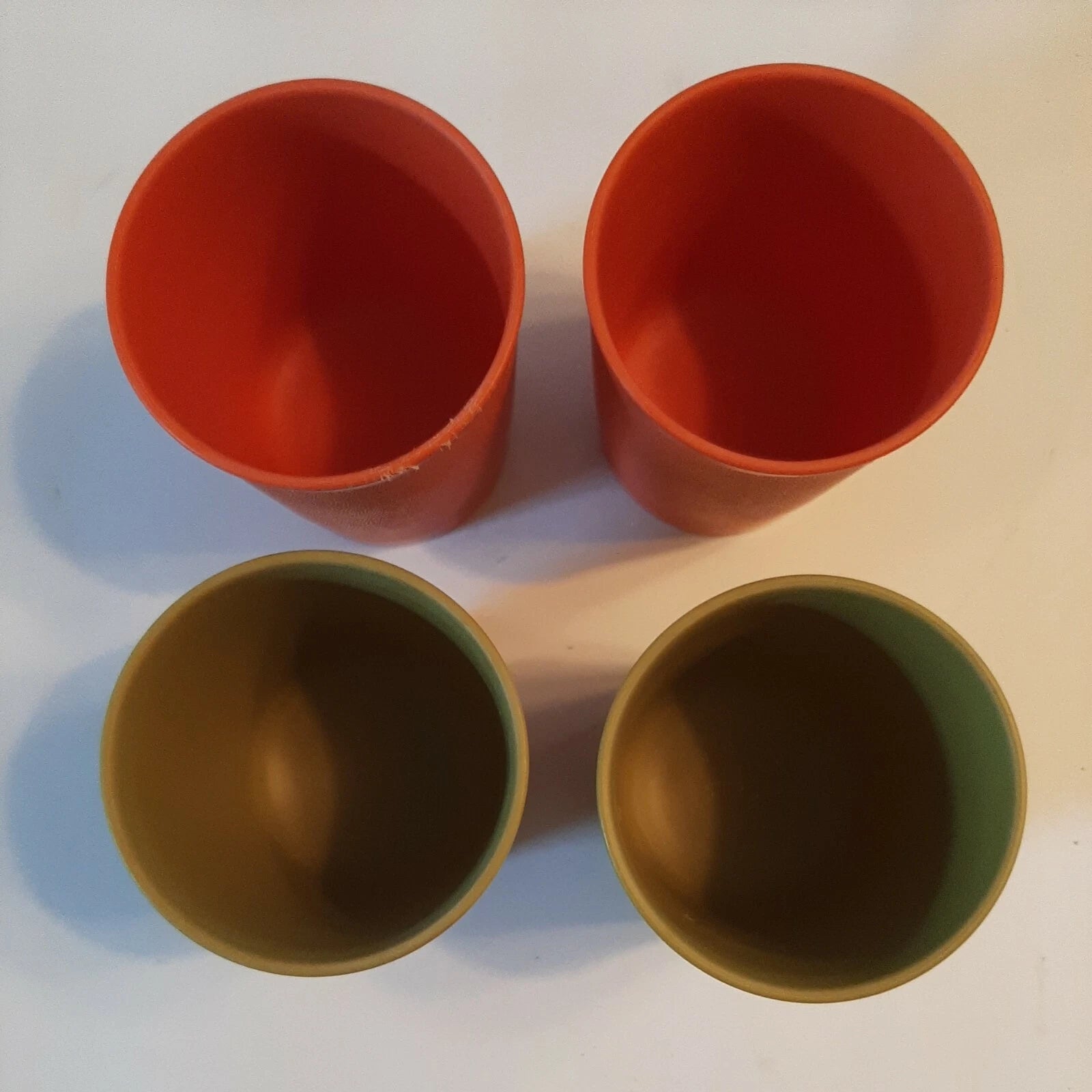 4 Tupperware Small Stackable Tumbler Cups Set #1251 Olive Green Orange 6 oz. USA | eBay
