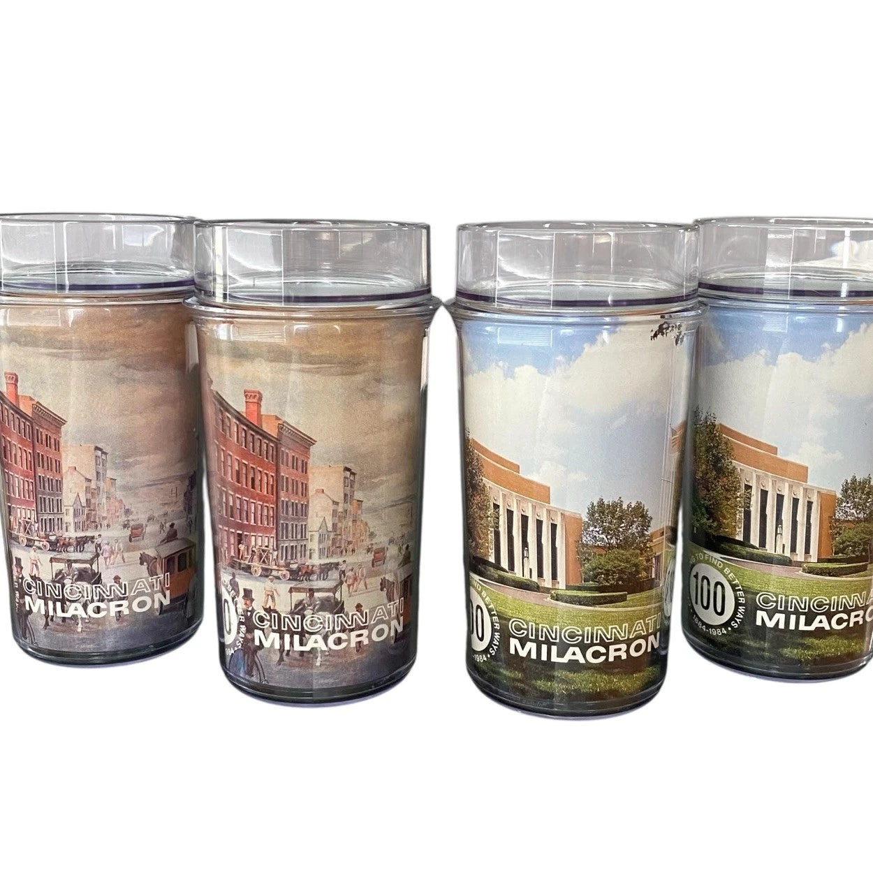 4 Thermo Serve CINCINNATI MILACRON 100 Year Anniversary Pictured Tumblers USA | eBay