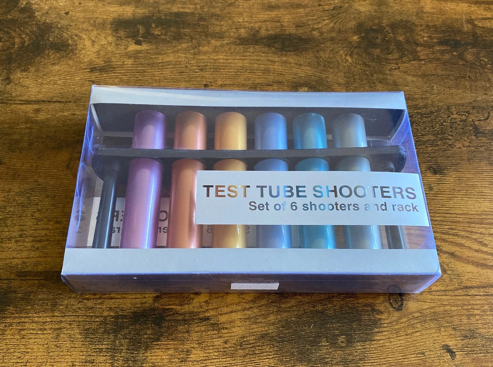Test Tube Shooters Set Of 6 Shooters And Rack Metallic Colors Brand New | eBay
