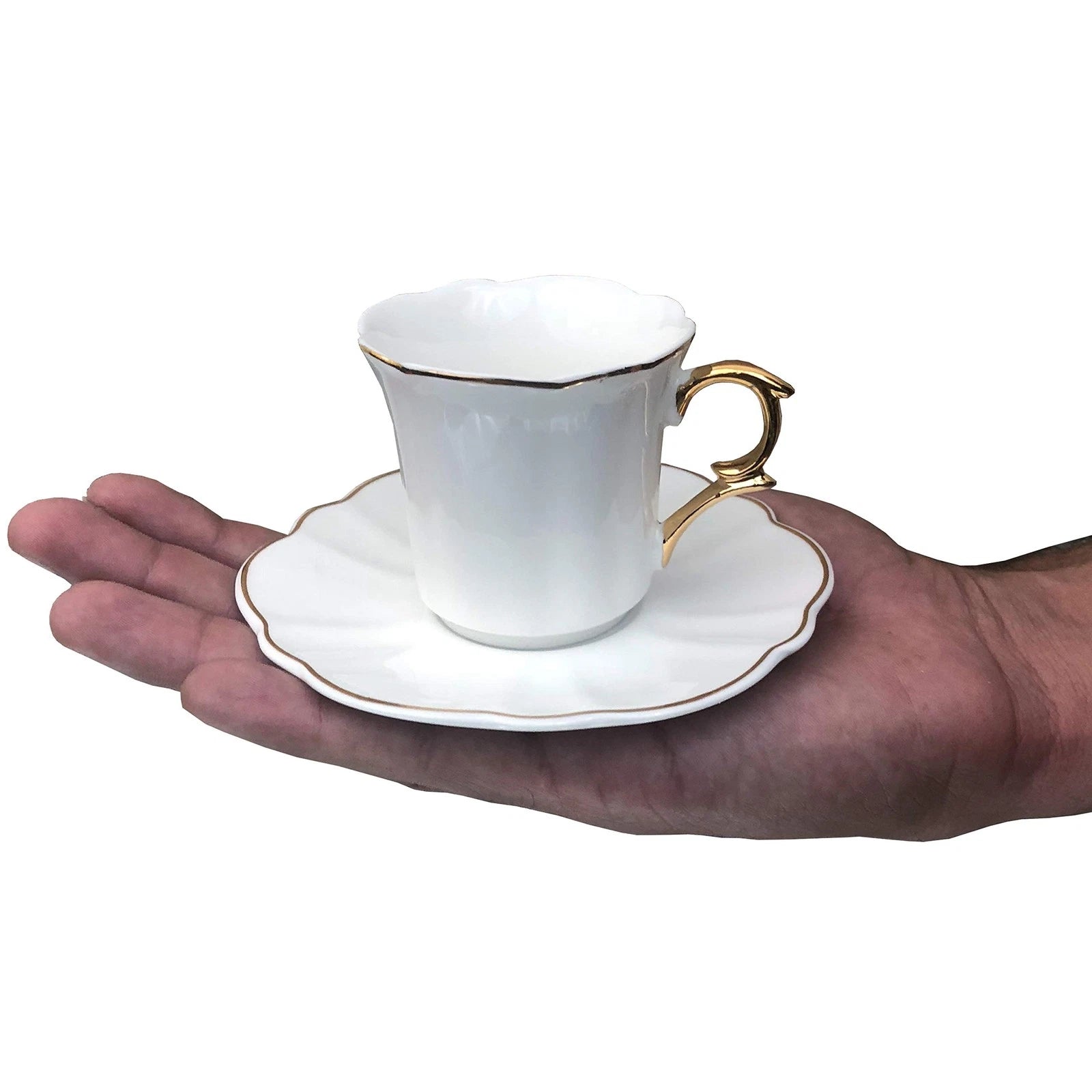 Brew To A Tea White Espresso Cups with Saucers, Set of 6 (2.4 oz), Porcelain ... | eBay