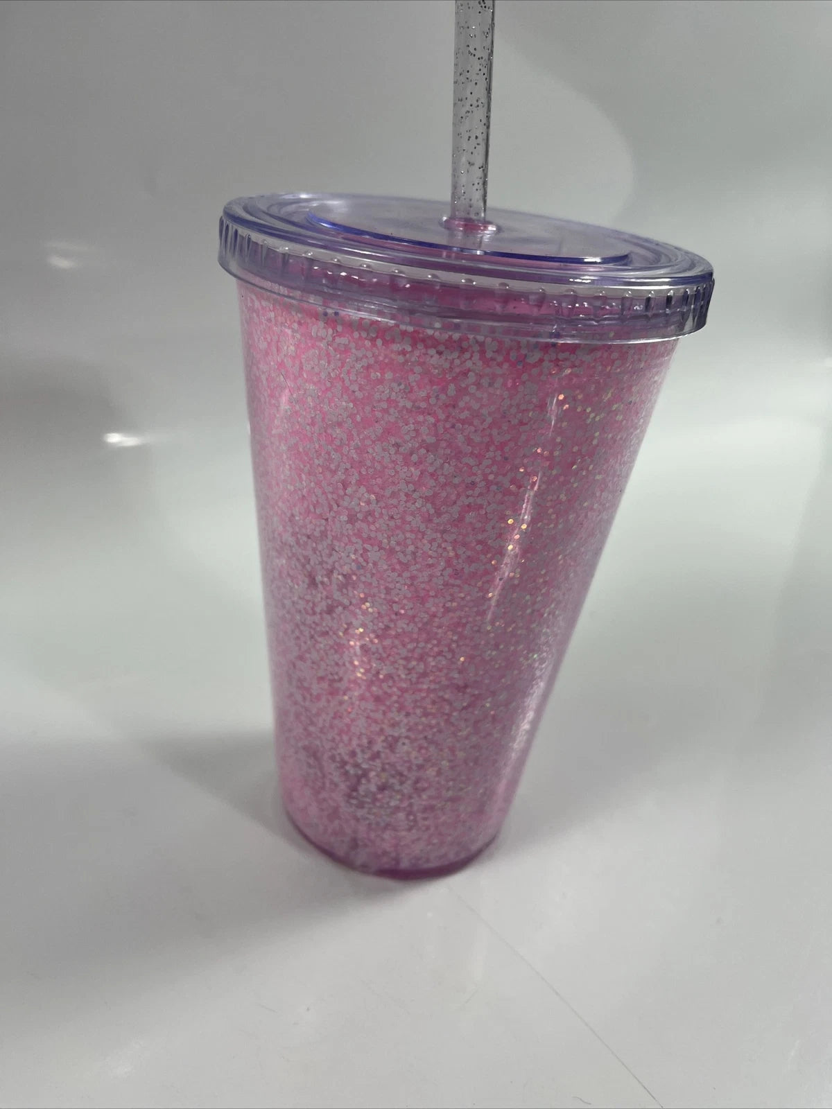 Handcrafted 16oz Acrylic Snow Globe Tumbler Fixed Pink Glitter | eBay