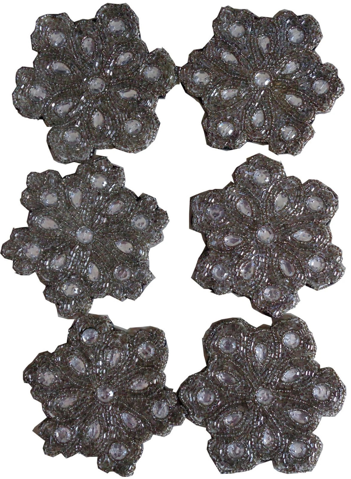 Holiday Decorative silver black star Beaded Coasters Set of 6 Round 4" inch gift | eBay