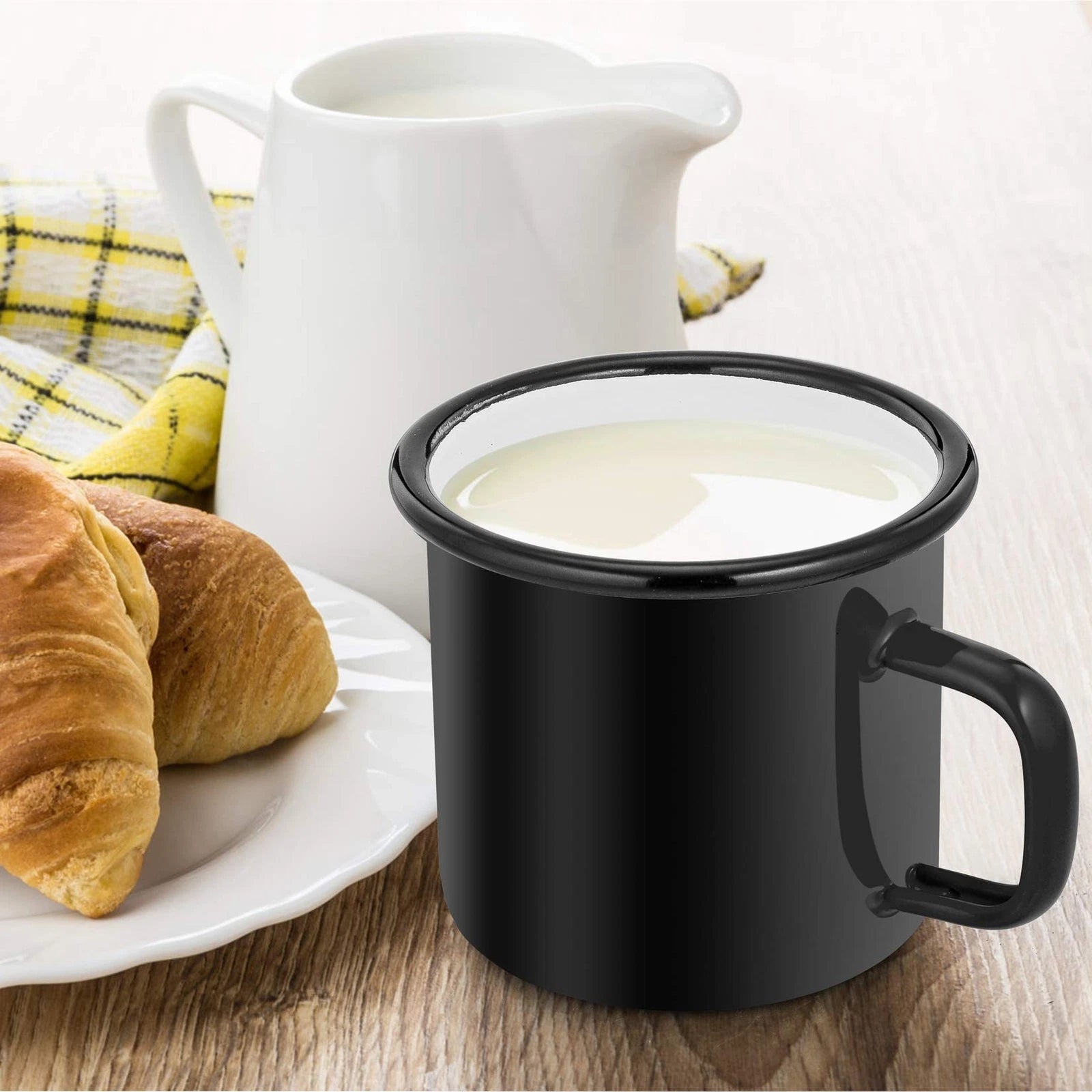 Black Enamel Camping Coffee Mugs Set of 6 12oz Small Camp Enamel Tea Cups for... | eBay