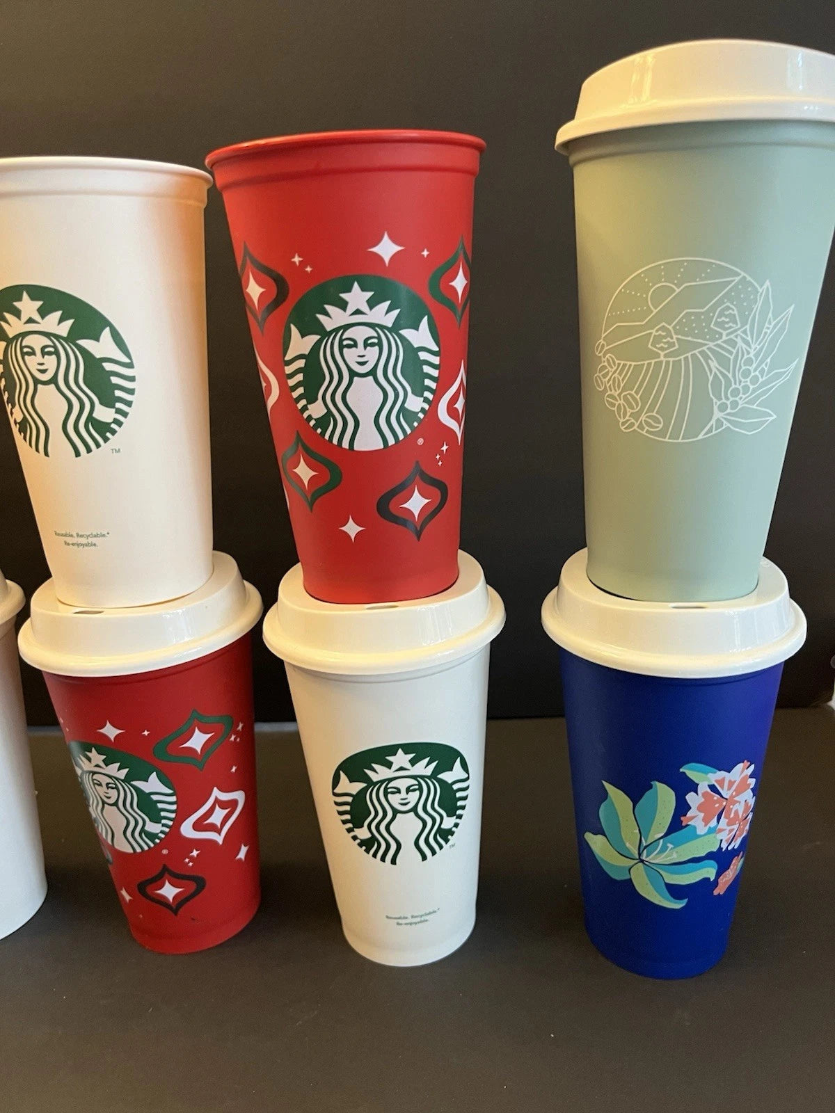 Lot of 11 Starbucks Hot/Cold Travel Cups Lids Plastic Reusable 6 Lids | eBay