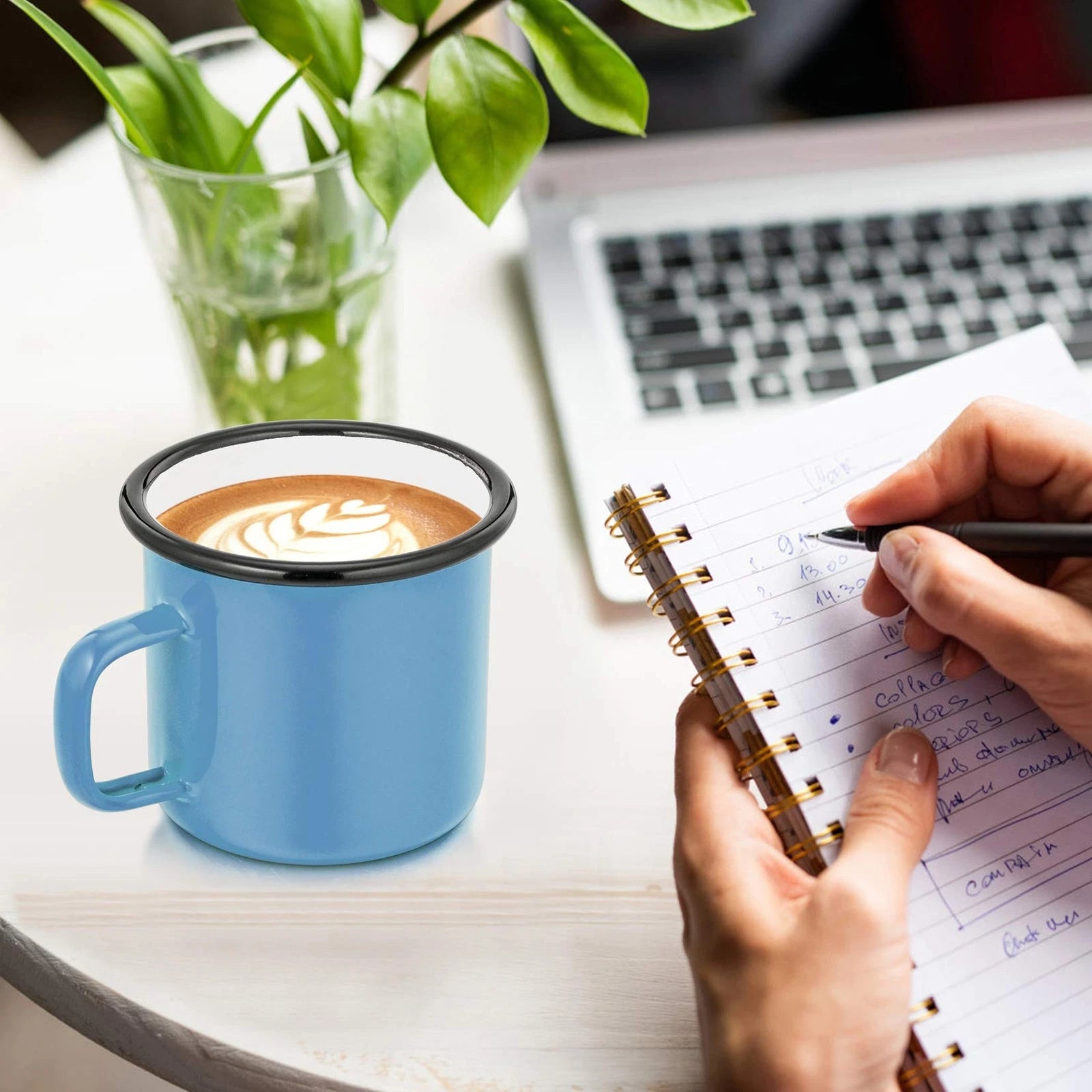 Blue Enamel Coffee Mugs Set of 6 12oz Small Camping Enamel Tea Cups for Indoo... | eBay